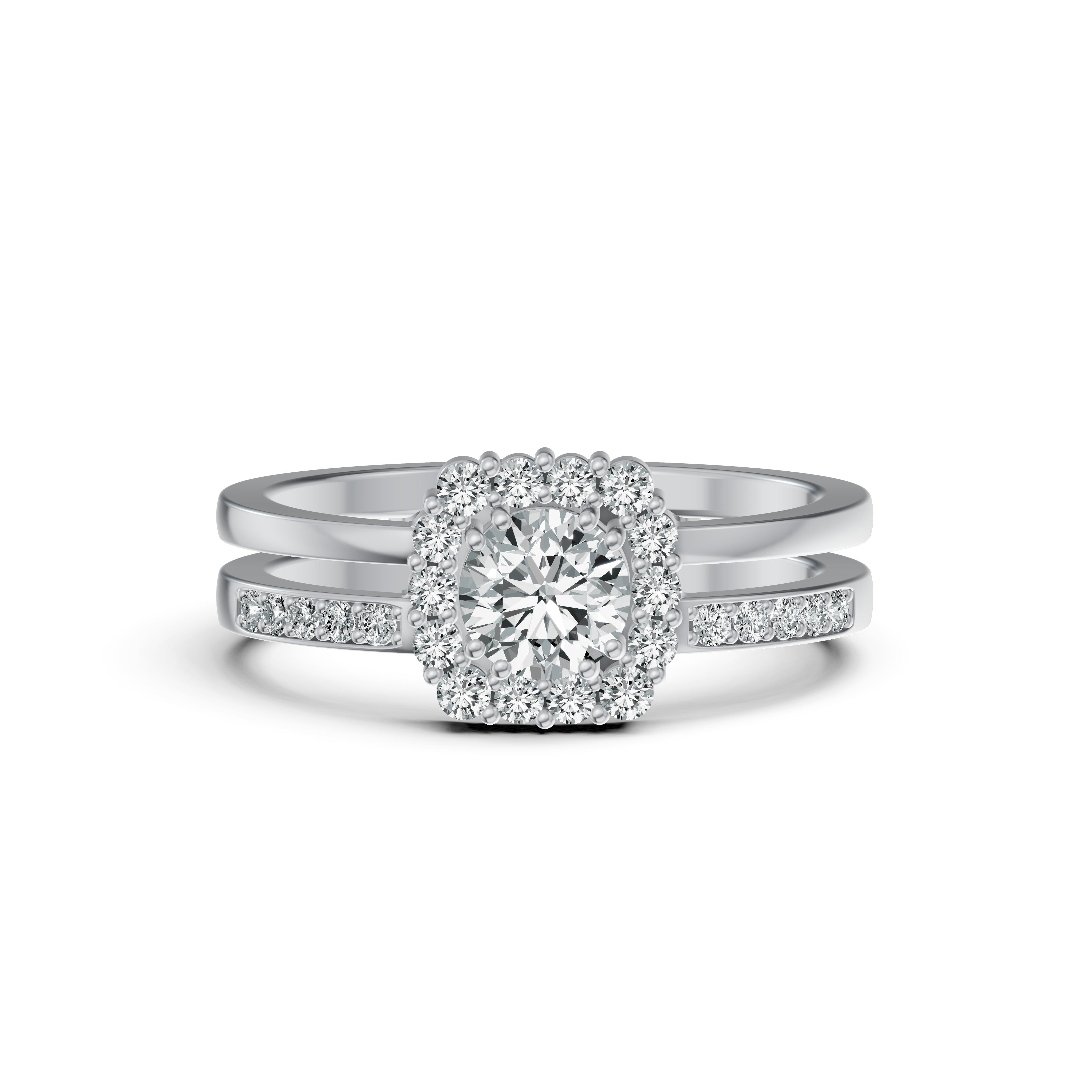 Double Barrel Halo Diamond Ring
