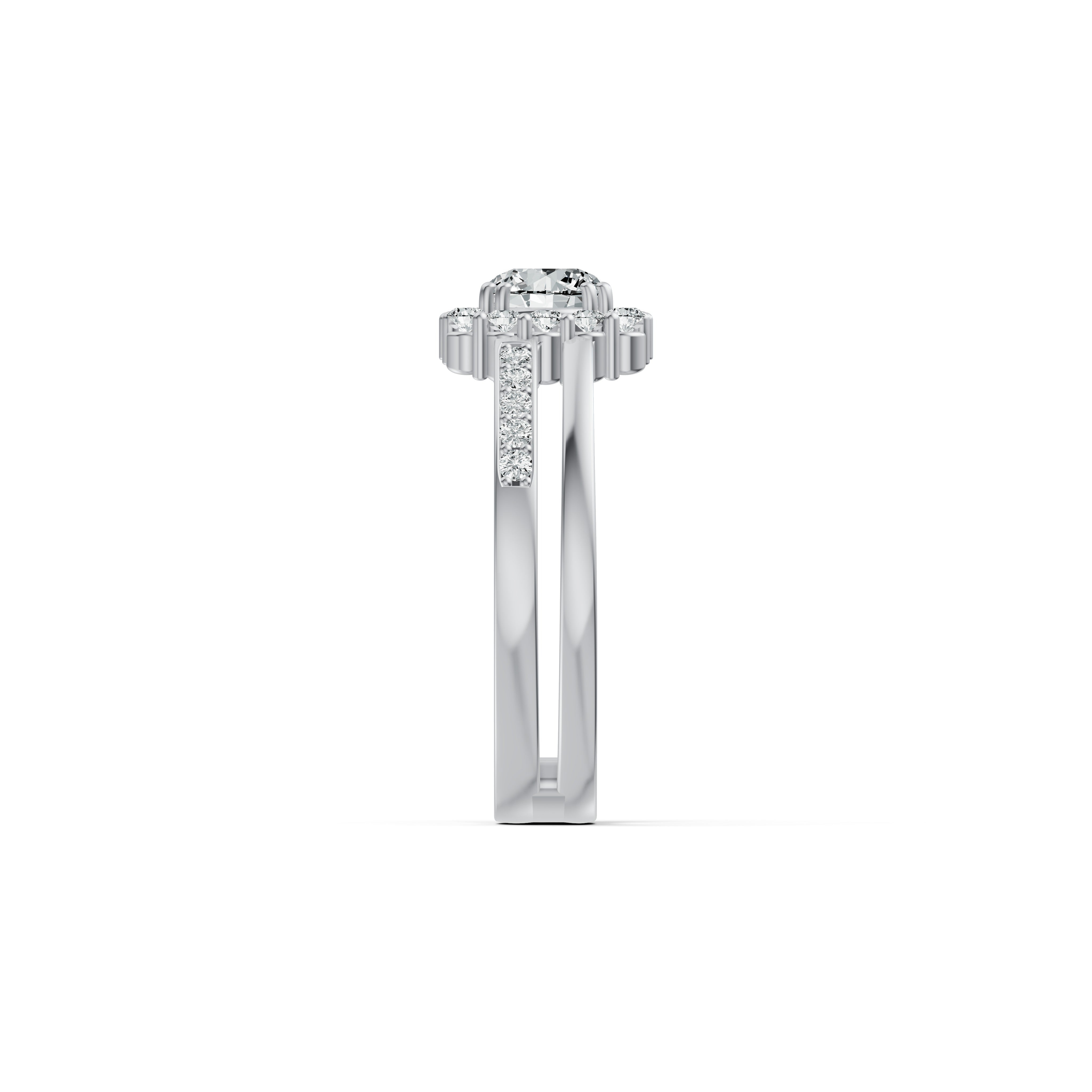 Double Barrel Halo Diamond Ring