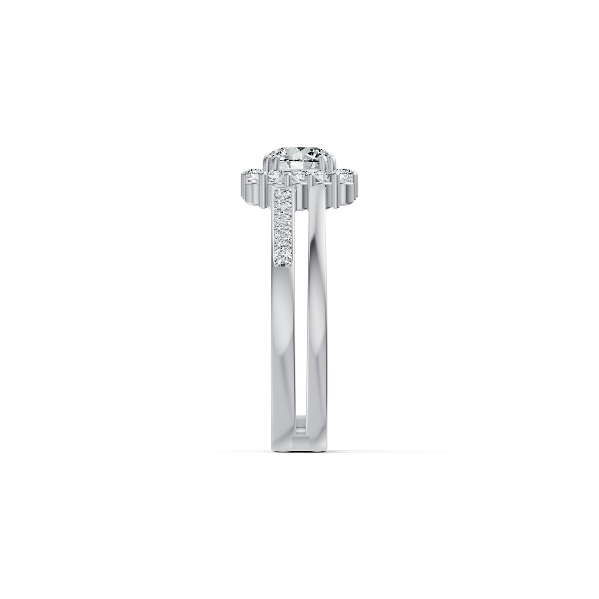 Double Barrel Halo Diamond Ring