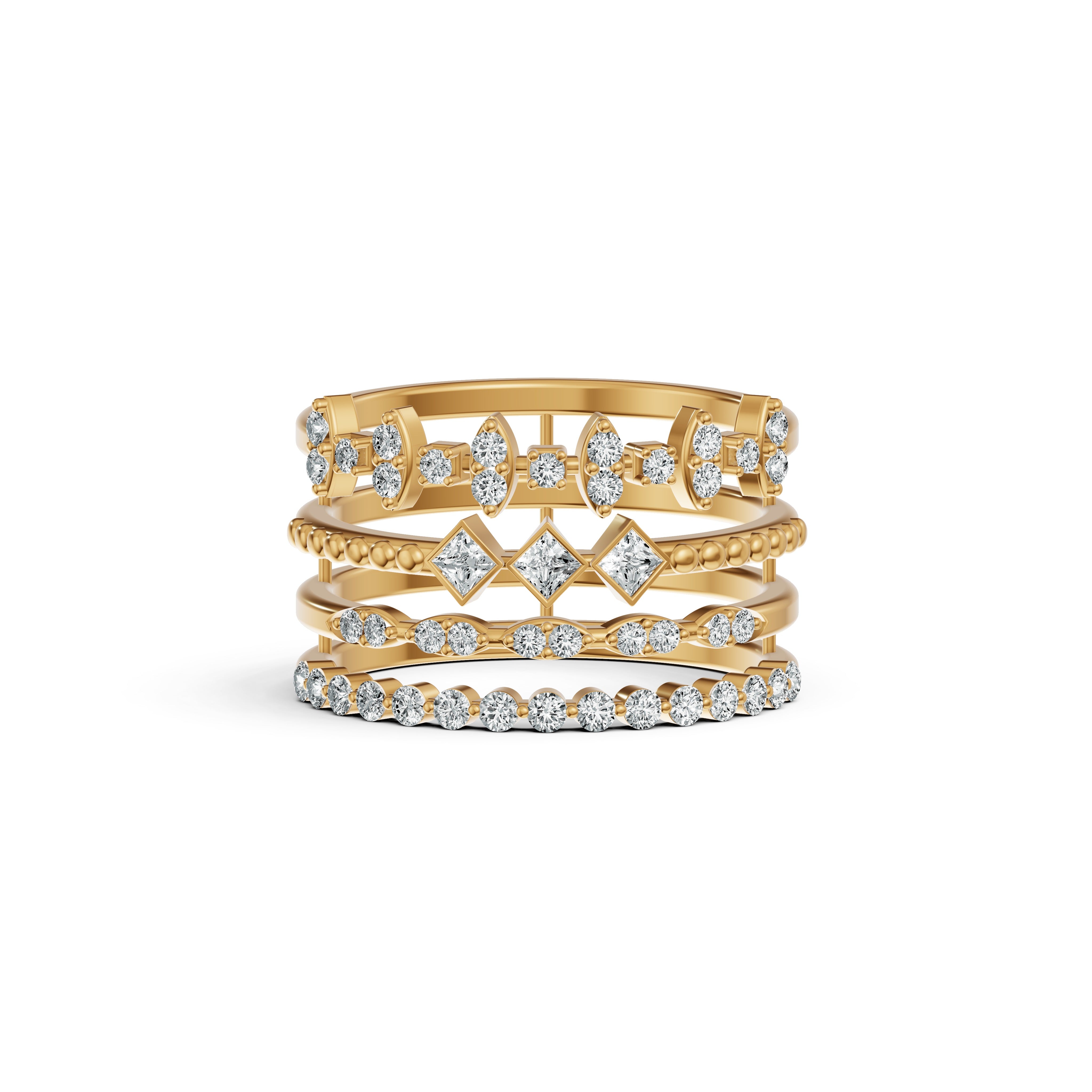 Stackable Geometric Diamond Ring