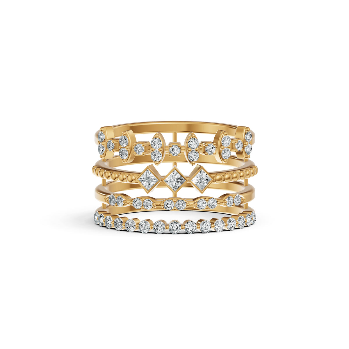 Stackable Geometric Diamond Ring