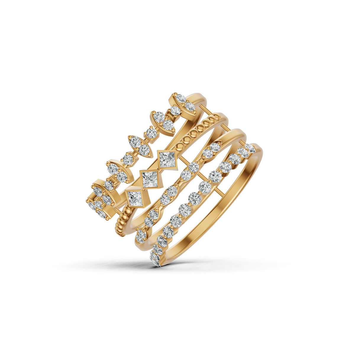 Stackable Geometric Diamond Ring