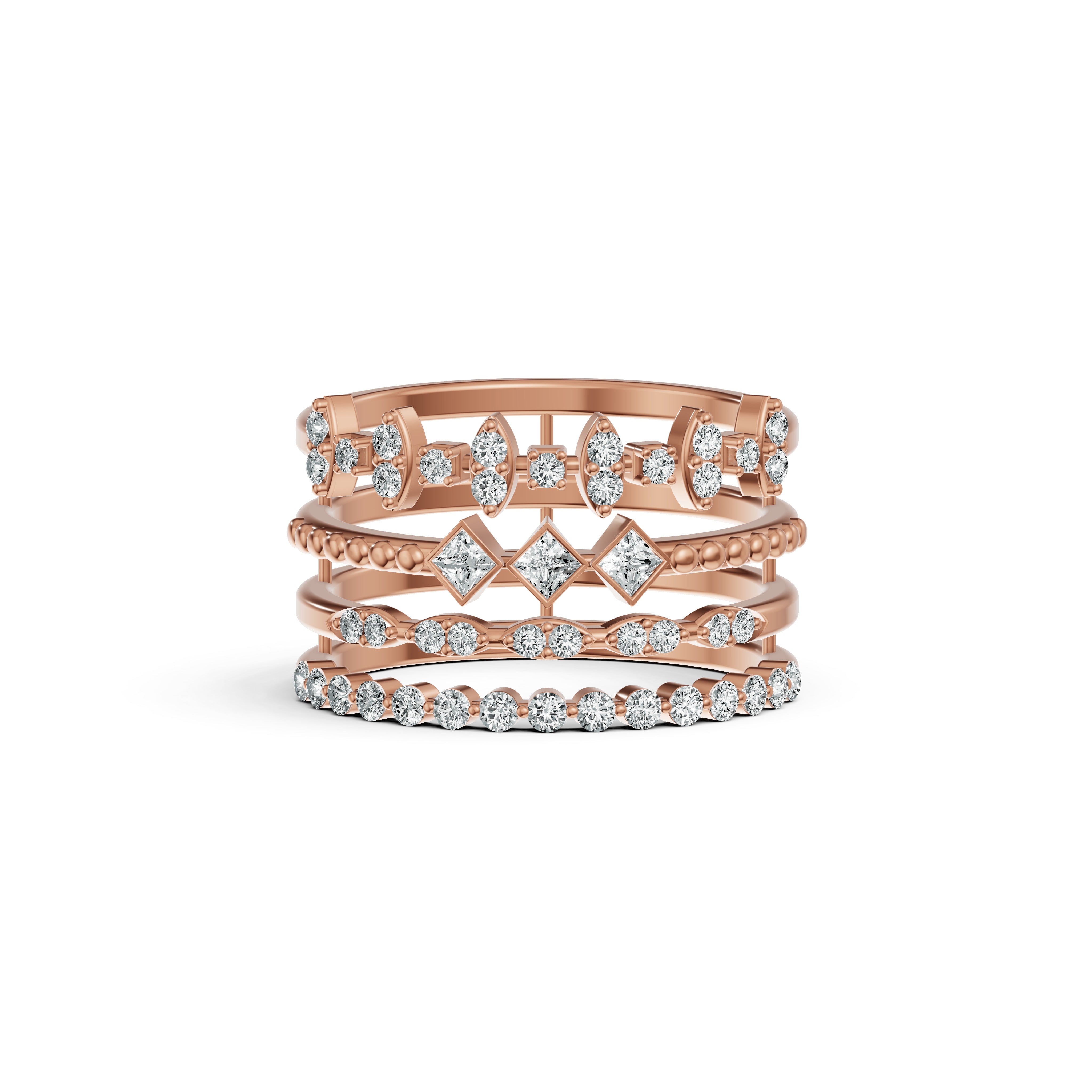 Stackable Geometric Diamond Ring