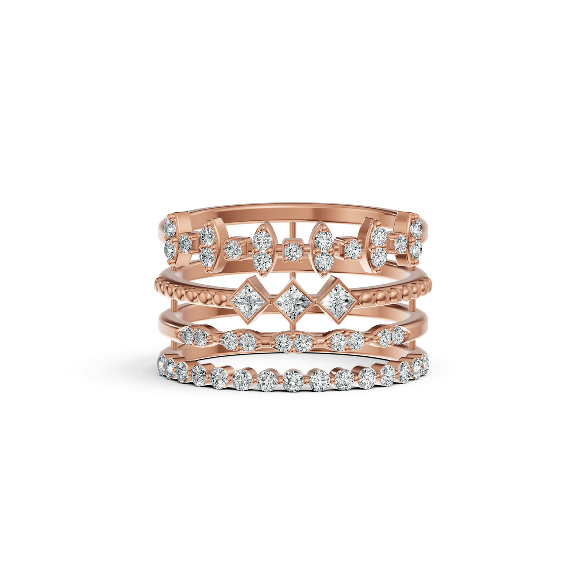 Stackable Geometric Diamond Ring
