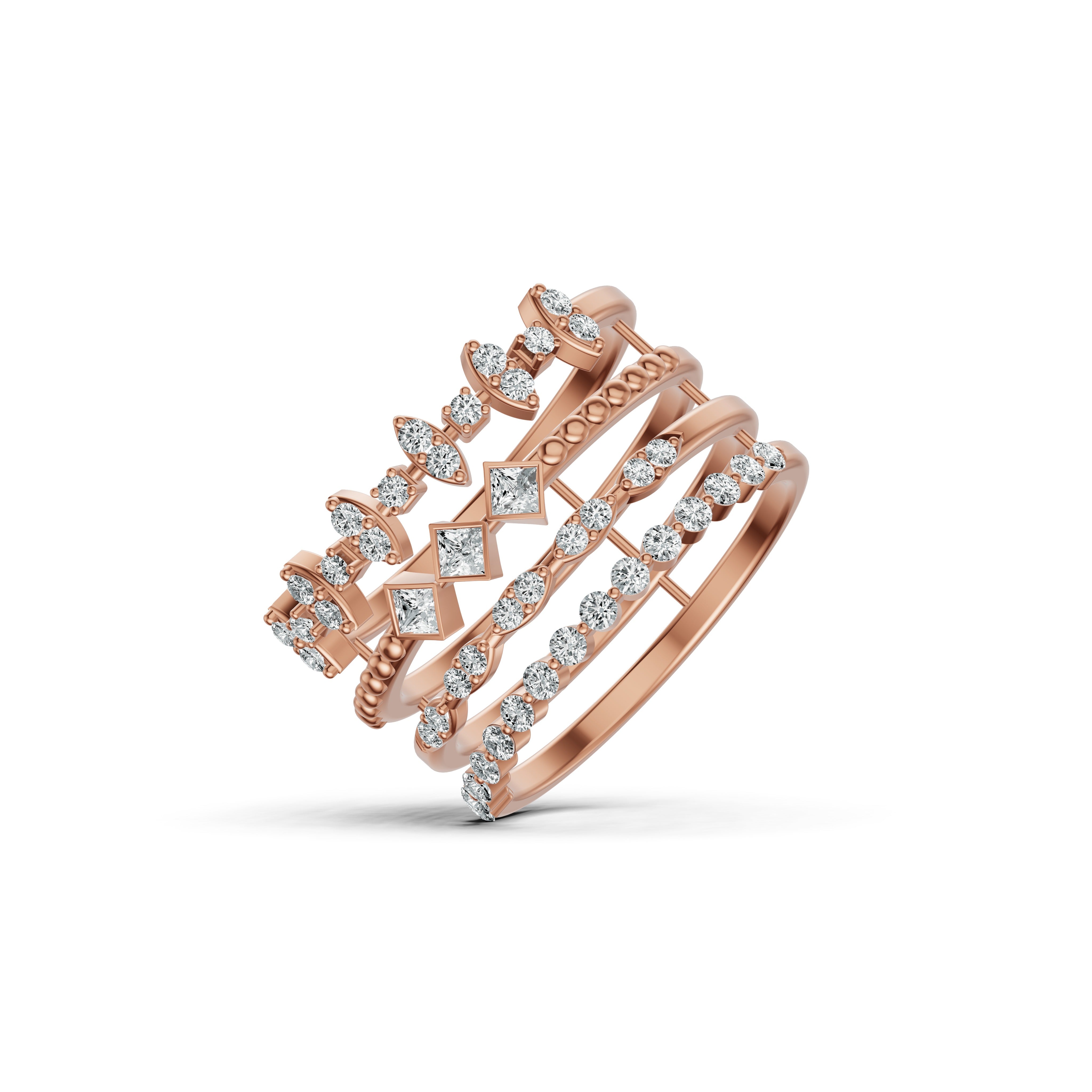 Stackable Geometric Diamond Ring
