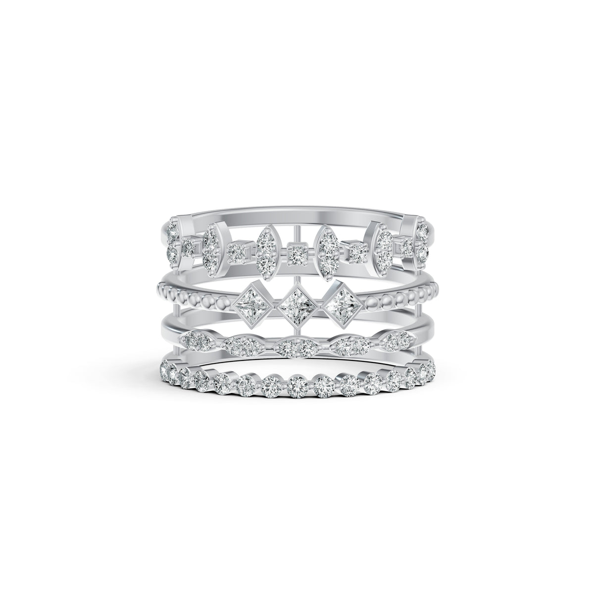 Stackable Geometric Diamond Ring