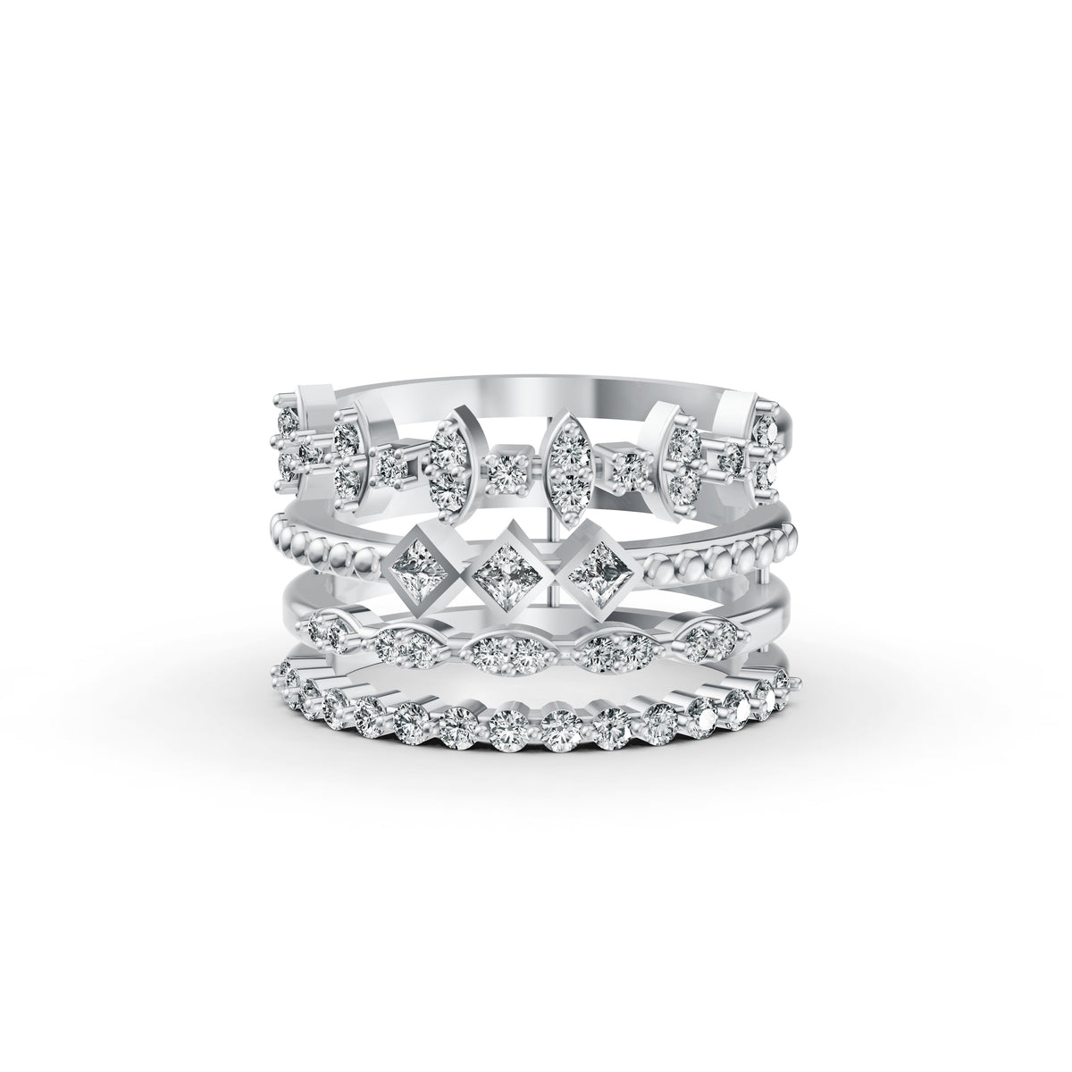 Stackable Geometric Diamond Ring