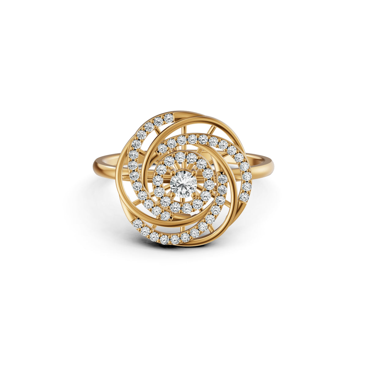 Concentric Spiral Diamond Ring