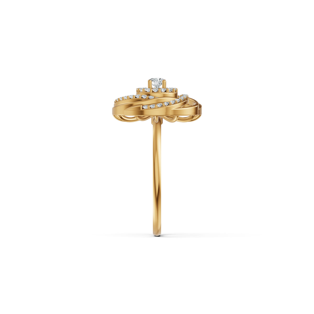 Concentric Spiral Diamond Ring