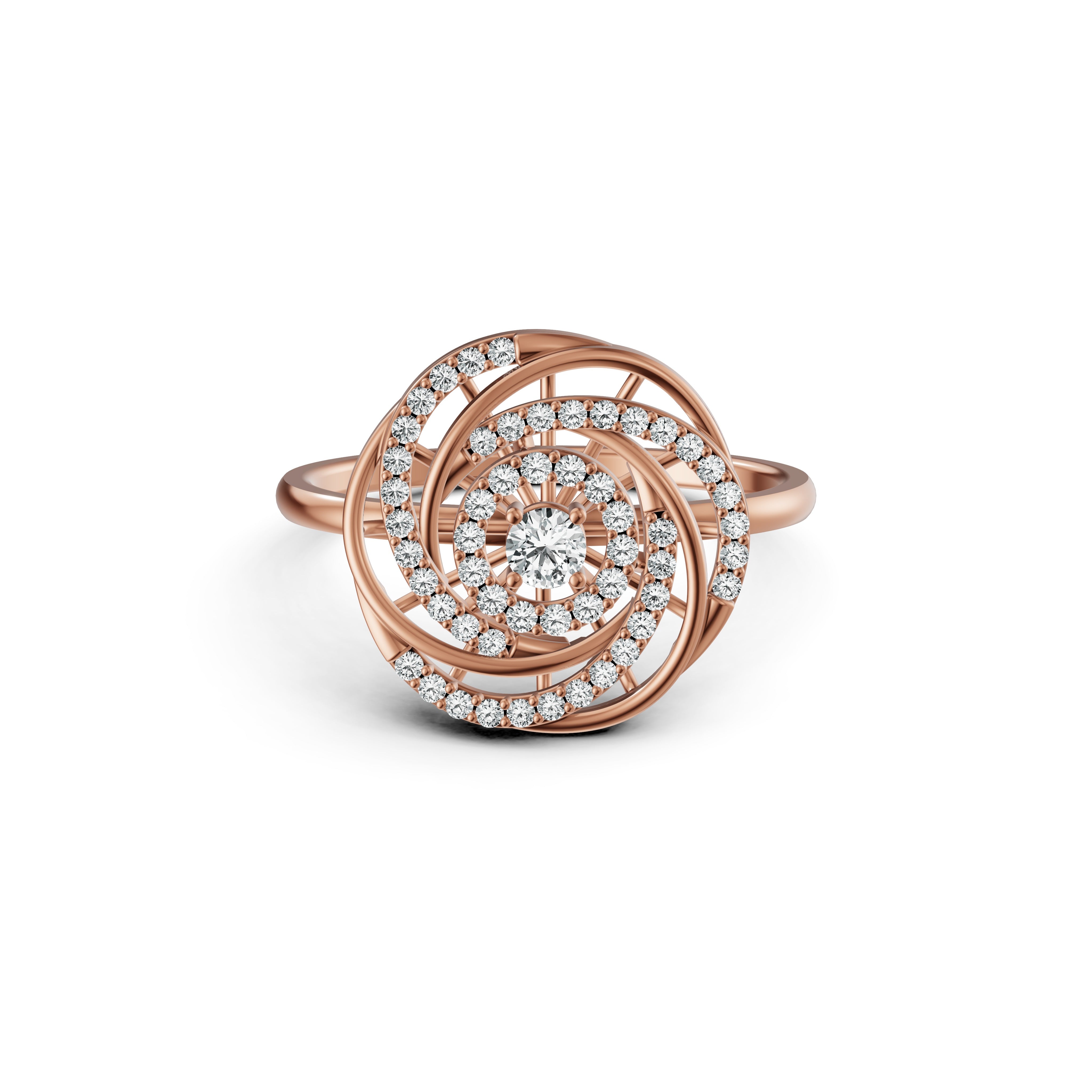 Concentric Spiral Diamond Ring