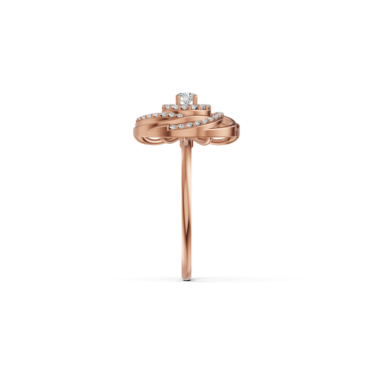 Concentric Spiral Diamond Ring