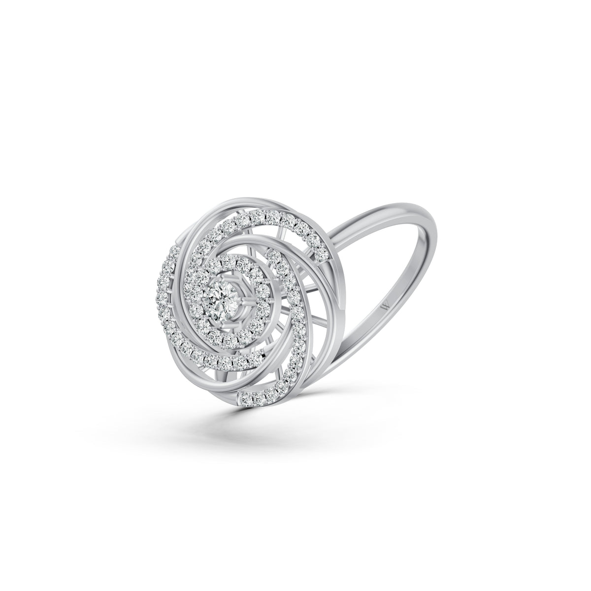 Concentric Spiral Diamond Ring