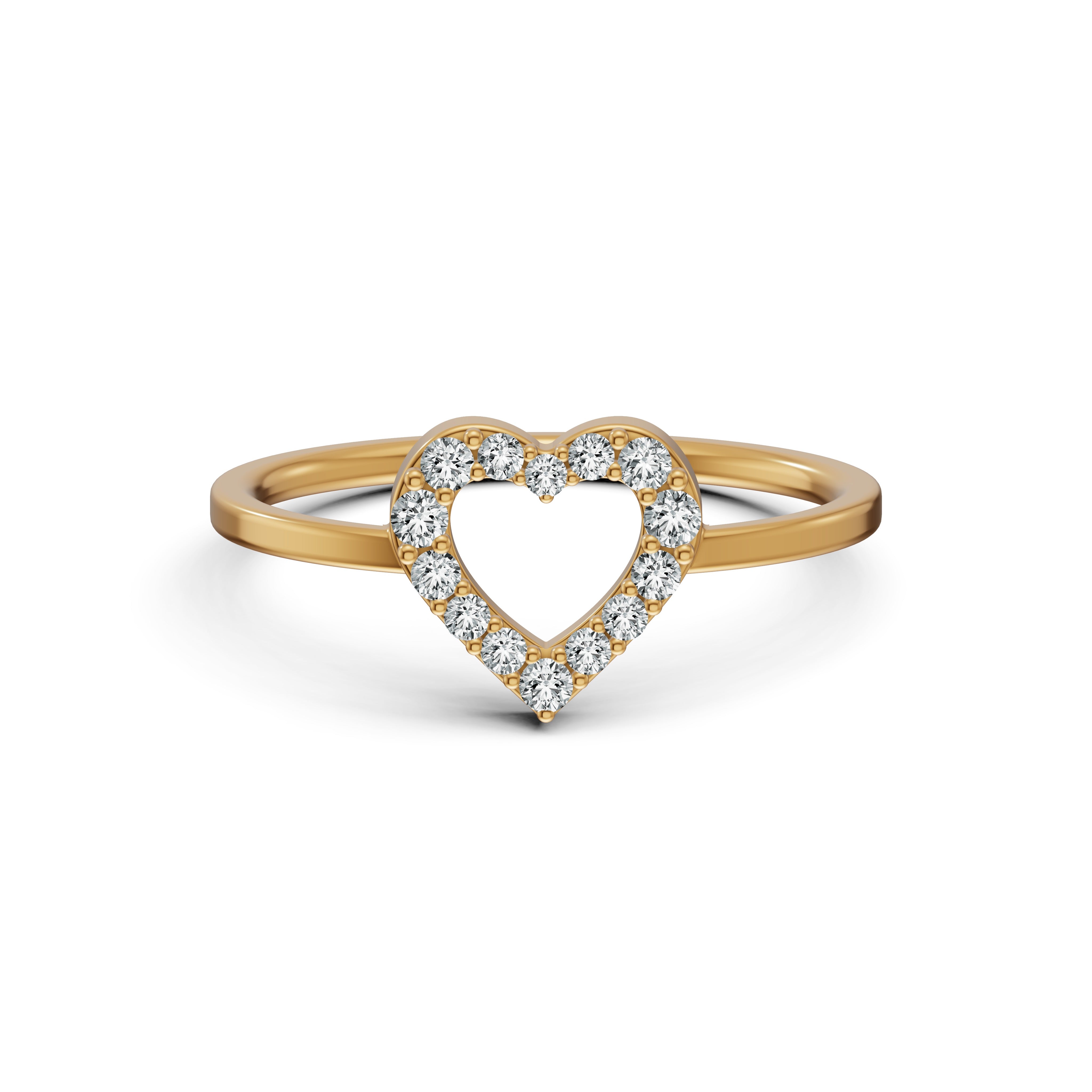 Open Heart Diamond Ring