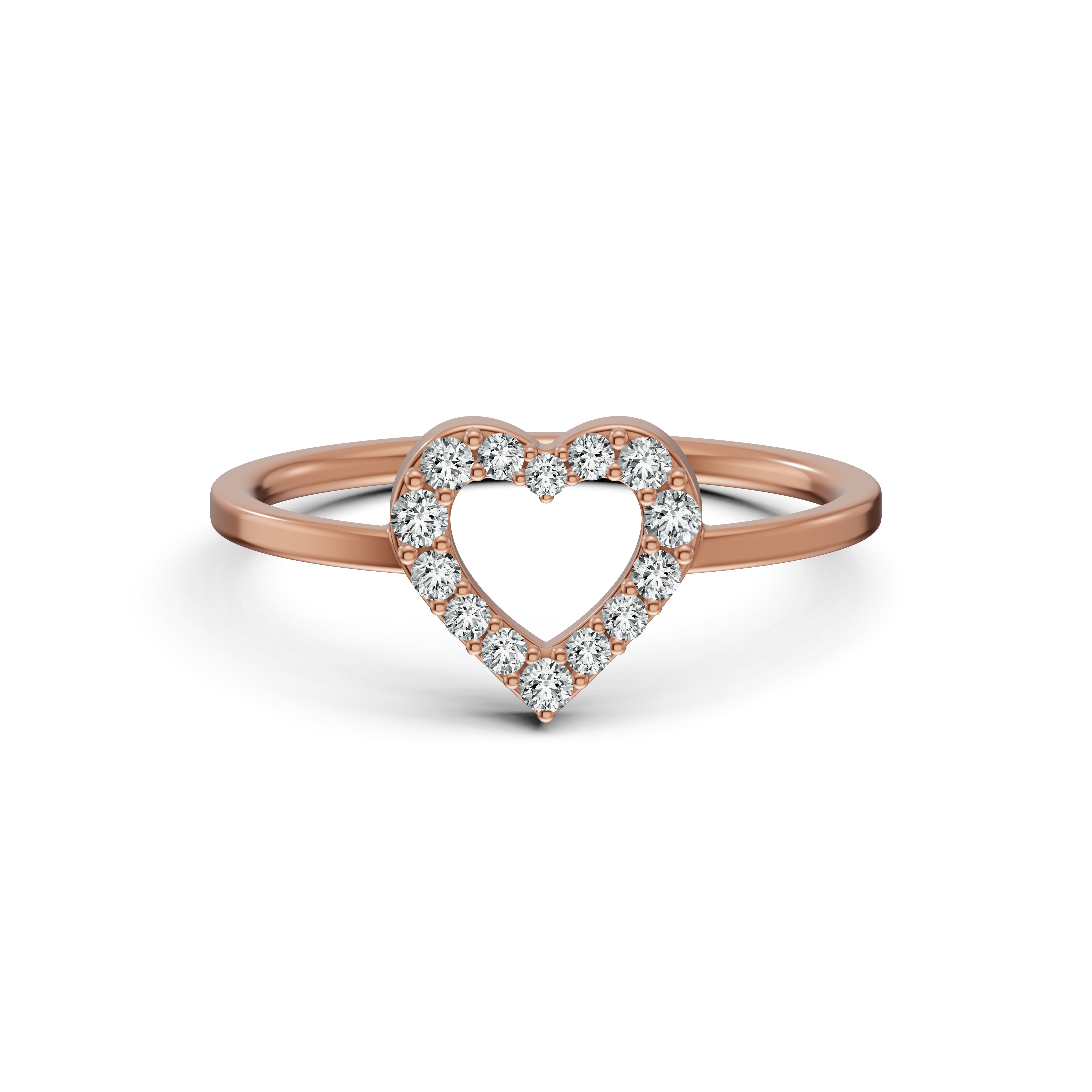 Open Heart Diamond Ring