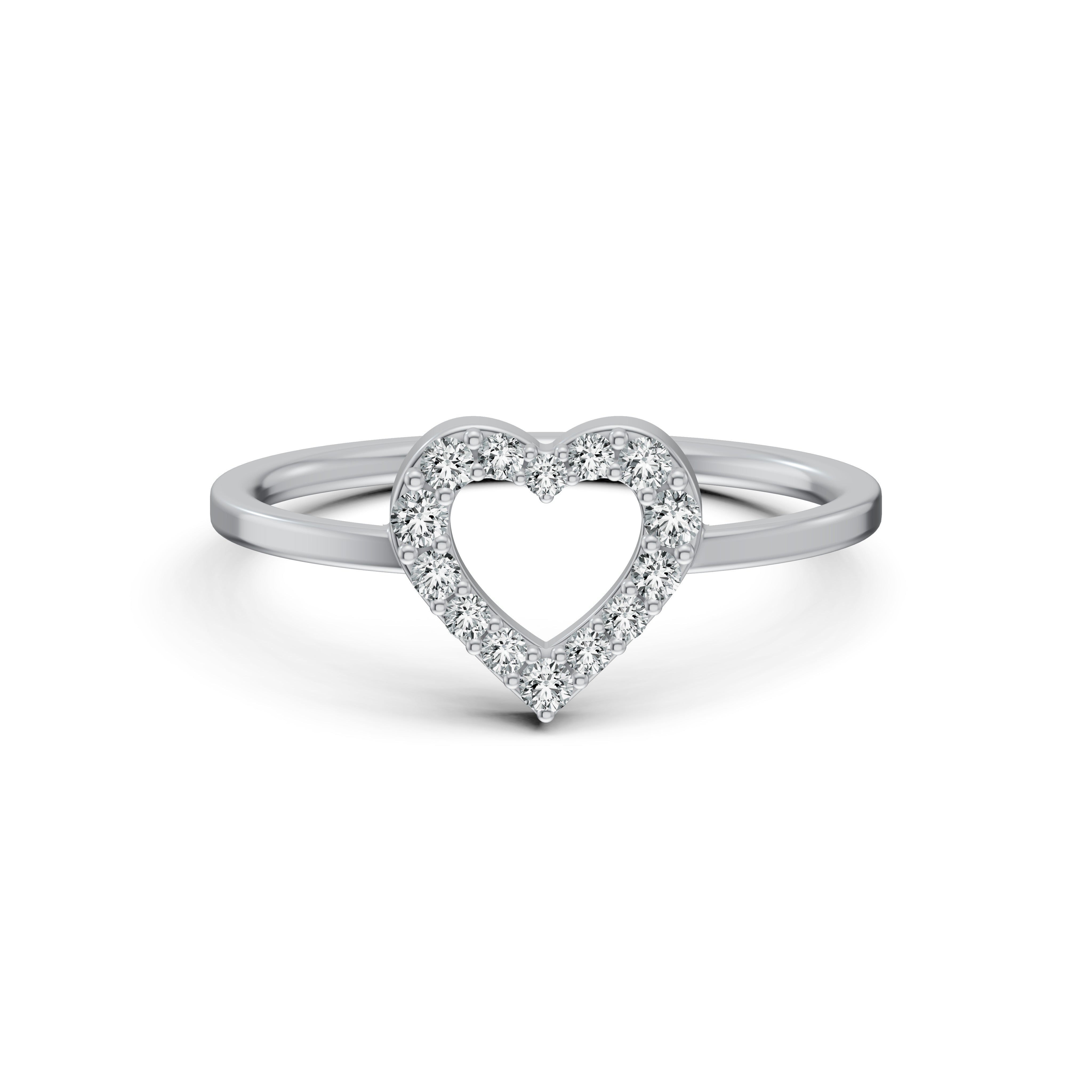 Open Heart Diamond Ring