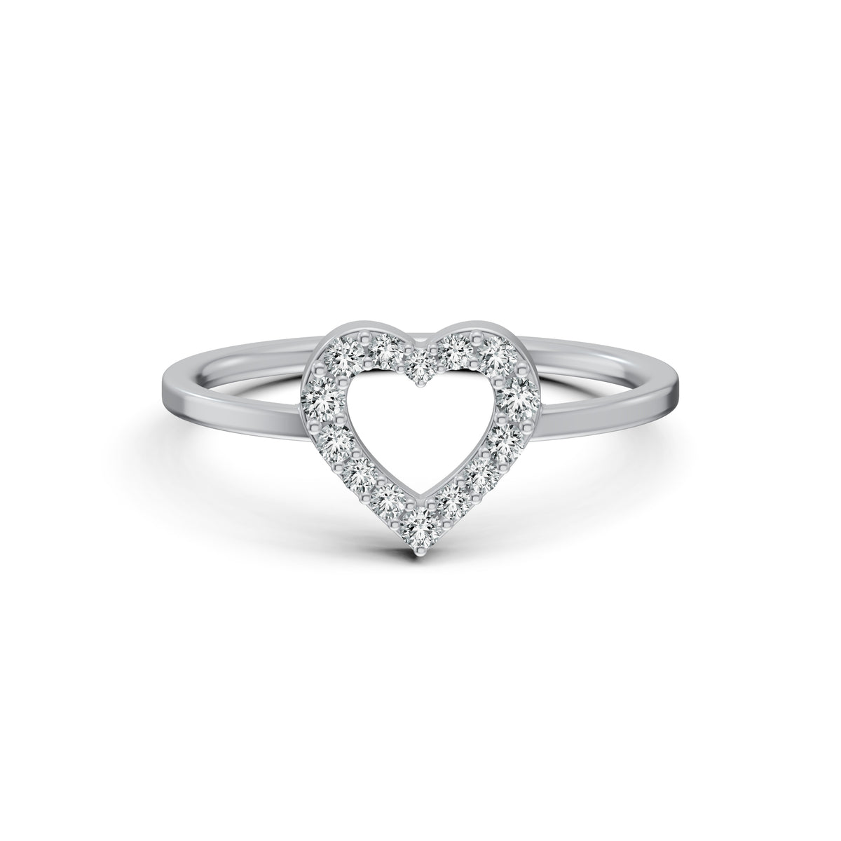 Open Heart Diamond Ring
