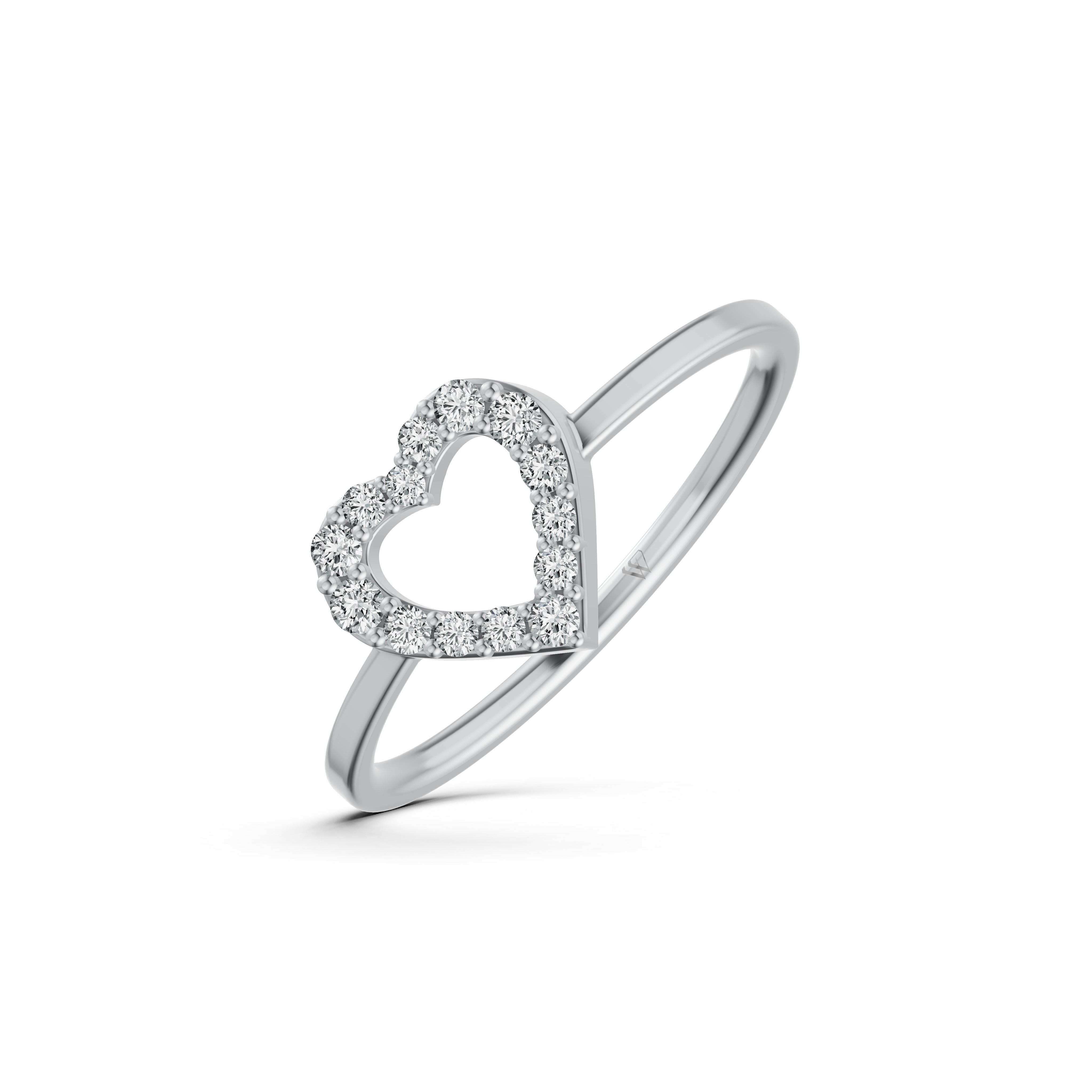 Open Heart Diamond Ring