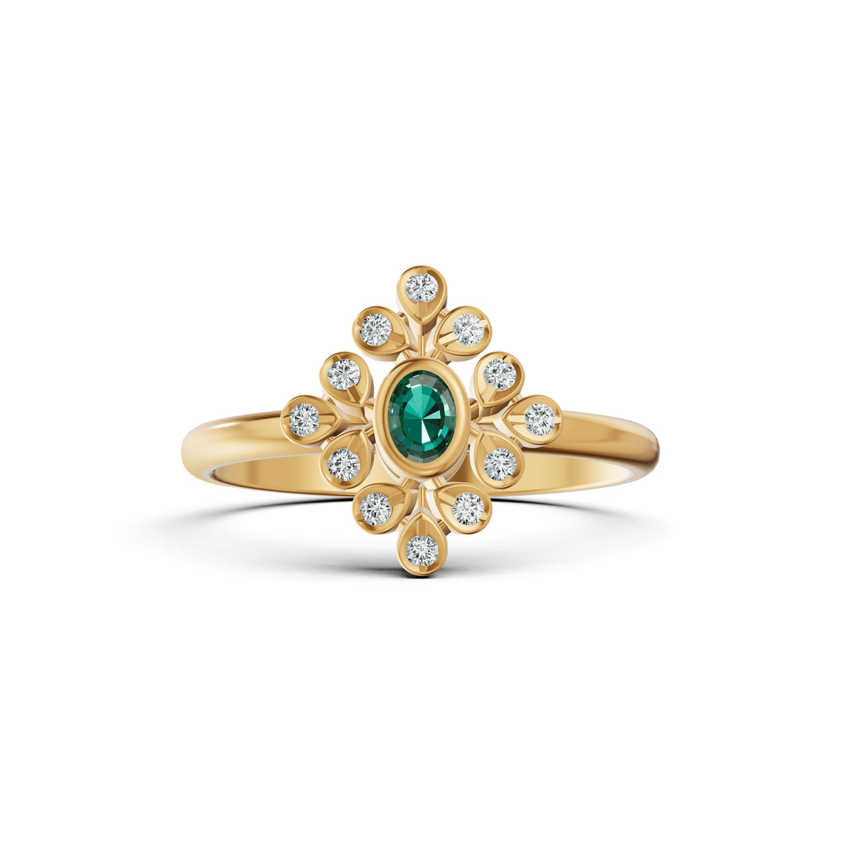 Emerald Bloom Diamond Ring