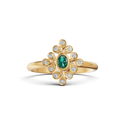 Emerald Bloom Diamond Ring