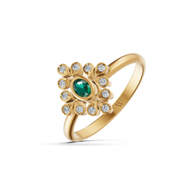 Emerald Bloom Diamond Ring