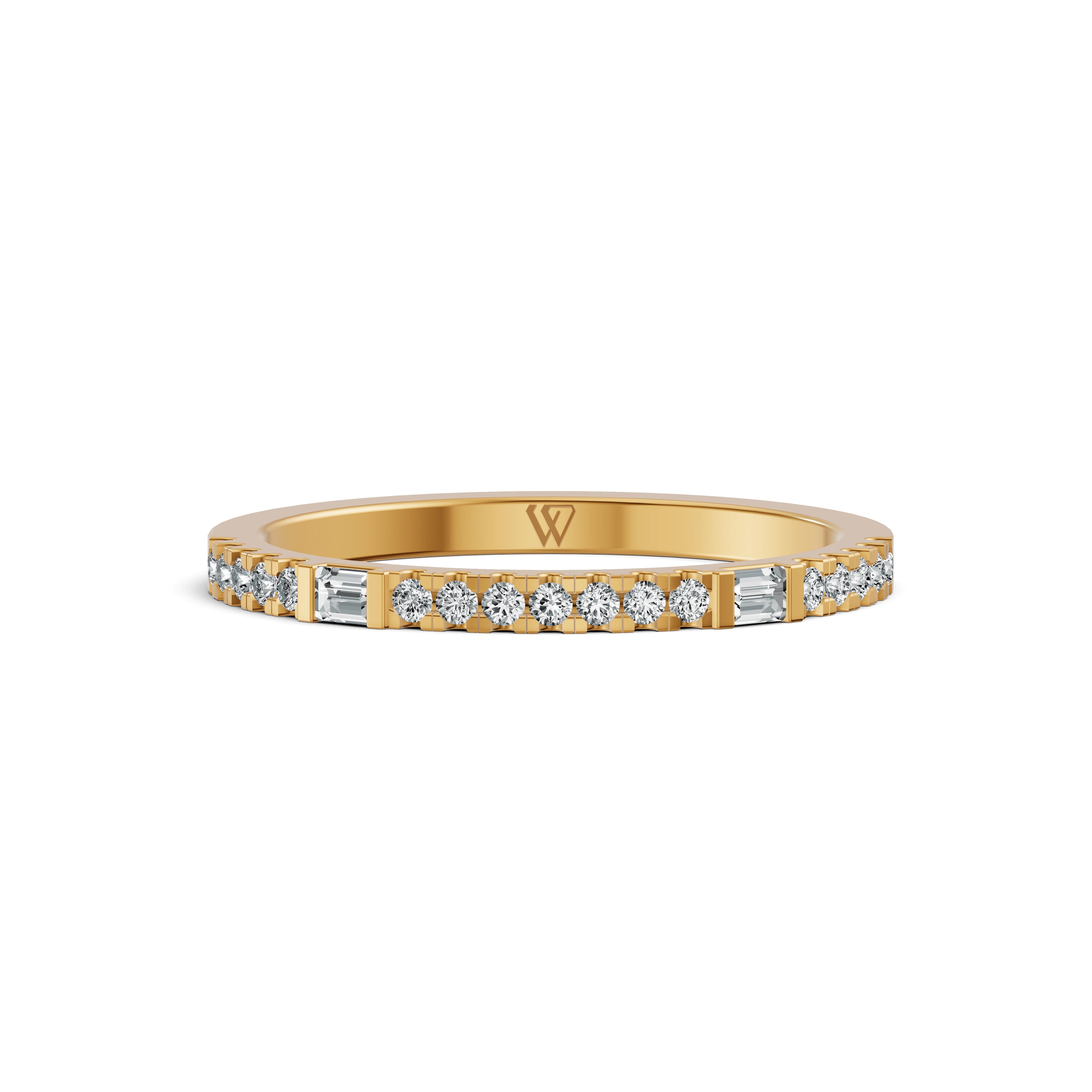 Sleek Baguette & Round Diamond Ring