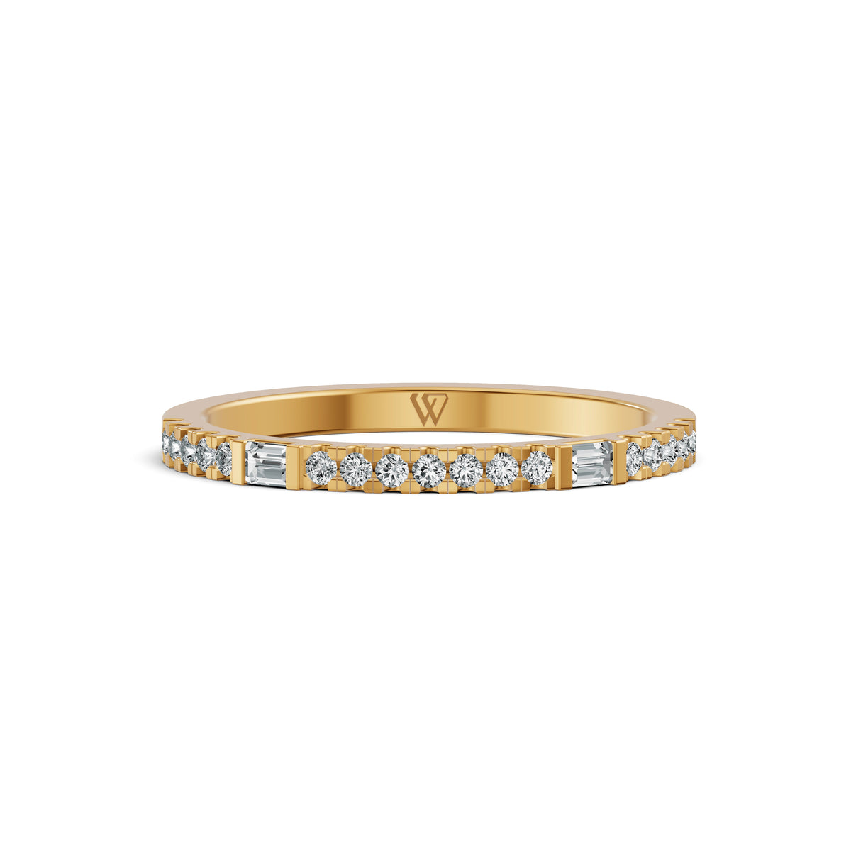 Sleek Baguette & Round Diamond Ring
