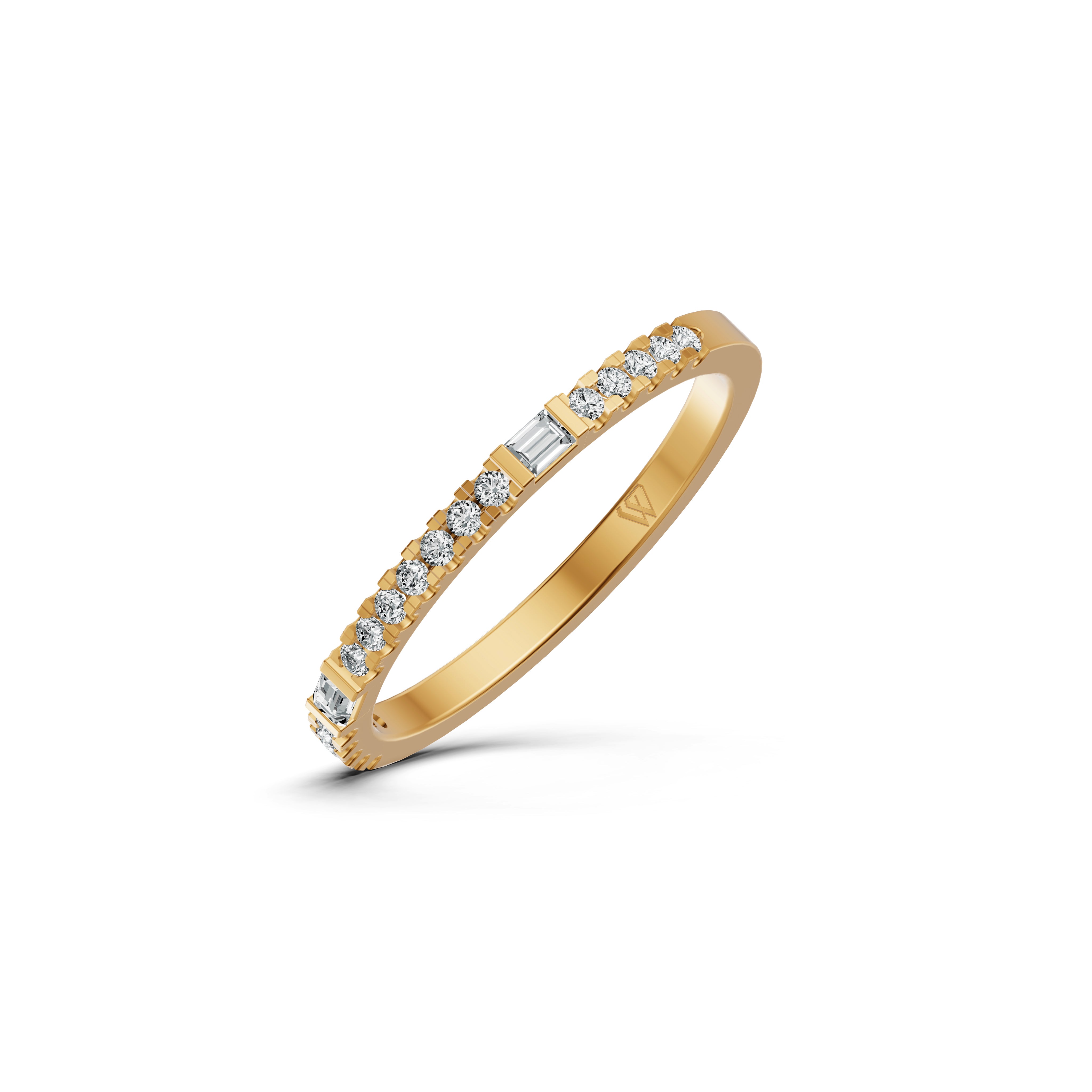 Sleek Baguette & Round Diamond Ring