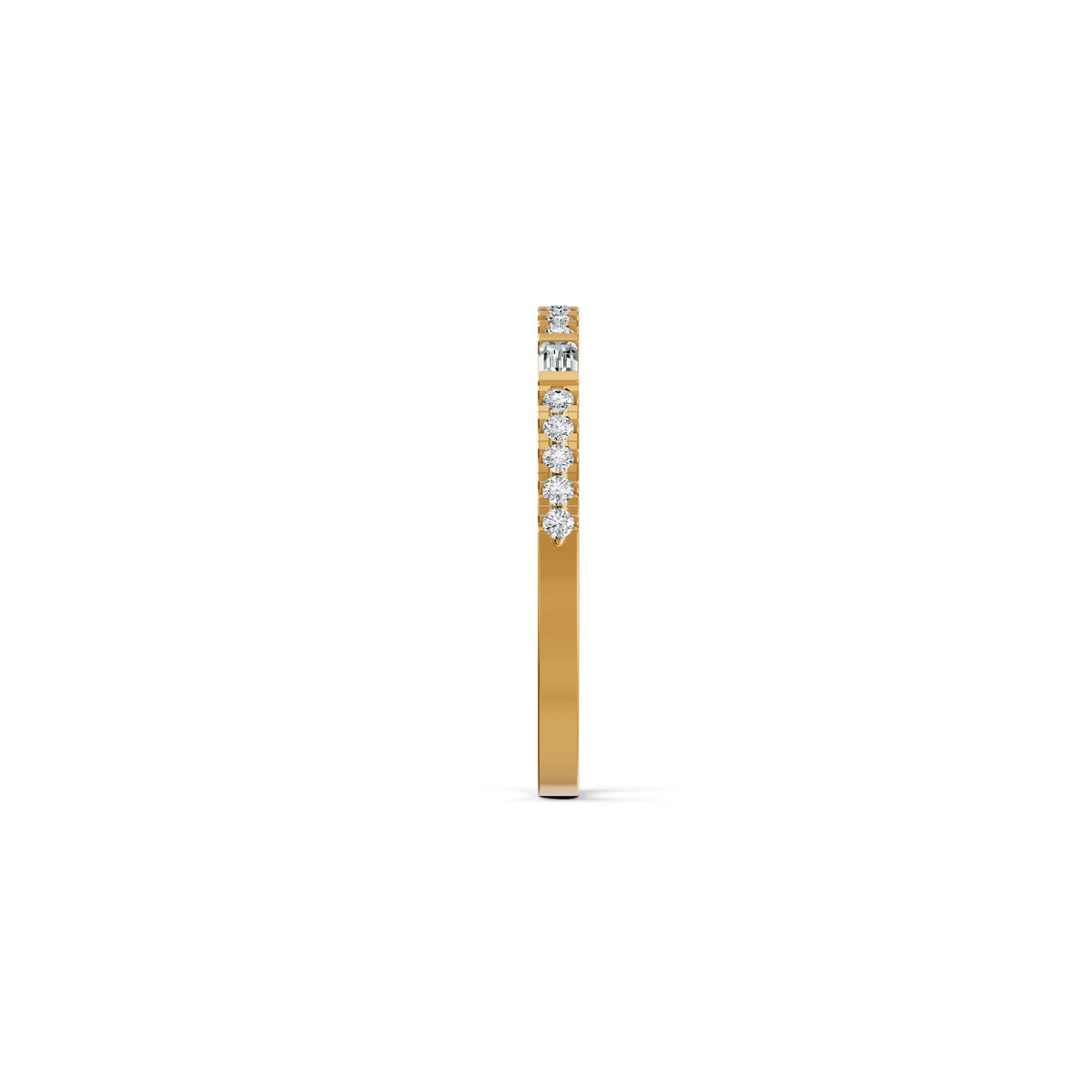 Sleek Baguette & Round Diamond Ring