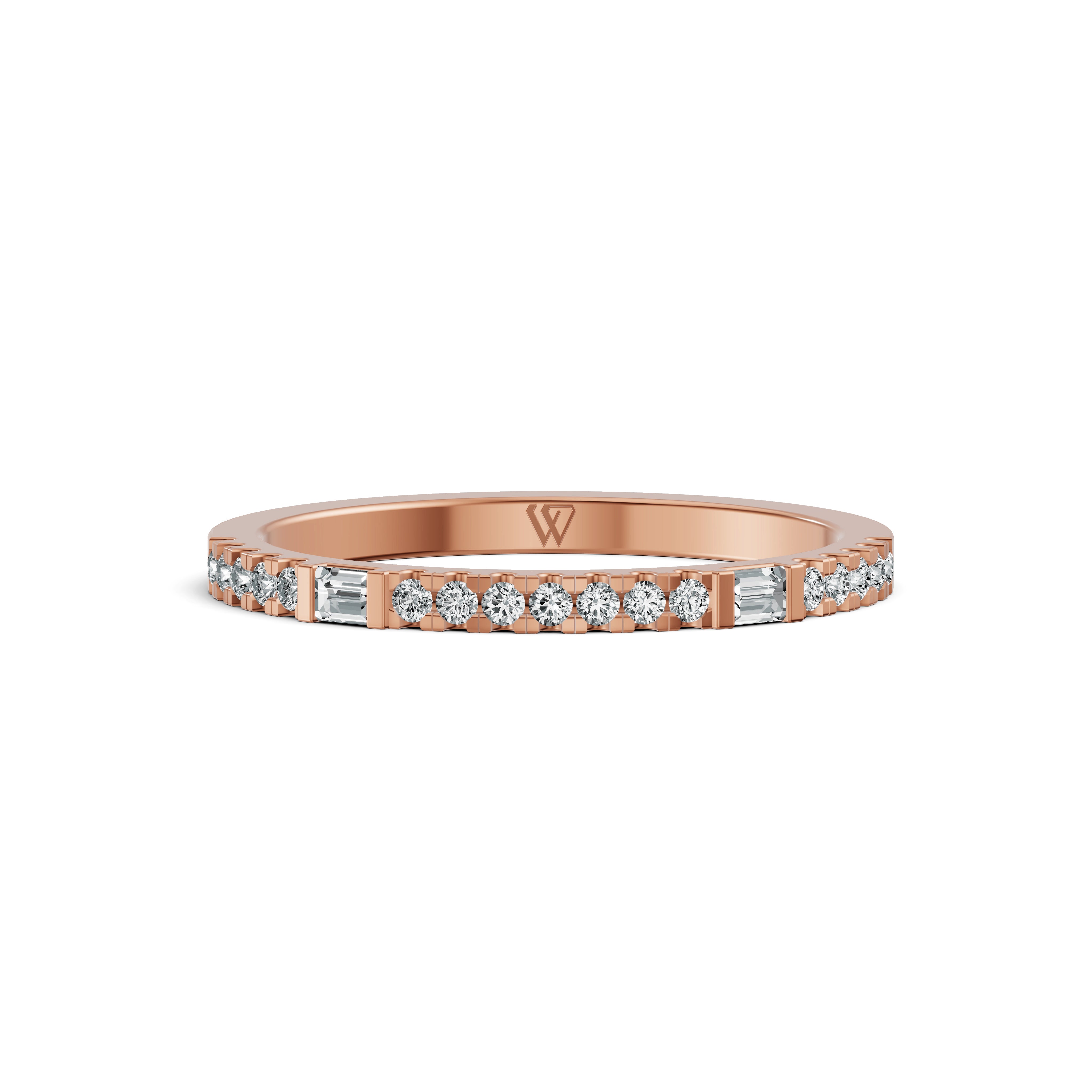 Sleek Baguette & Round Diamond Ring