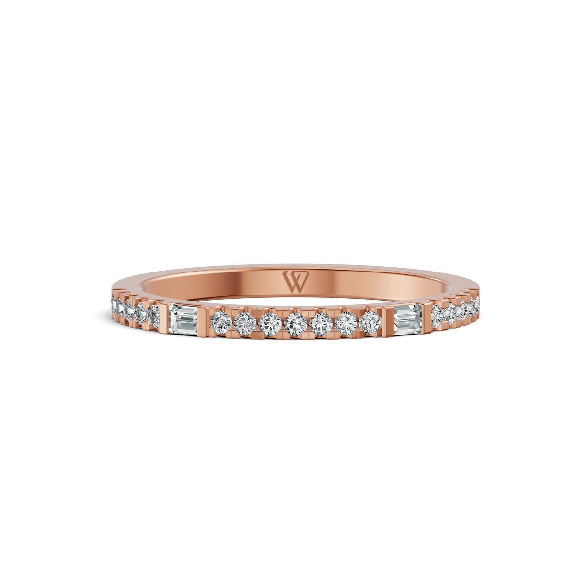 Sleek Baguette & Round Diamond Ring