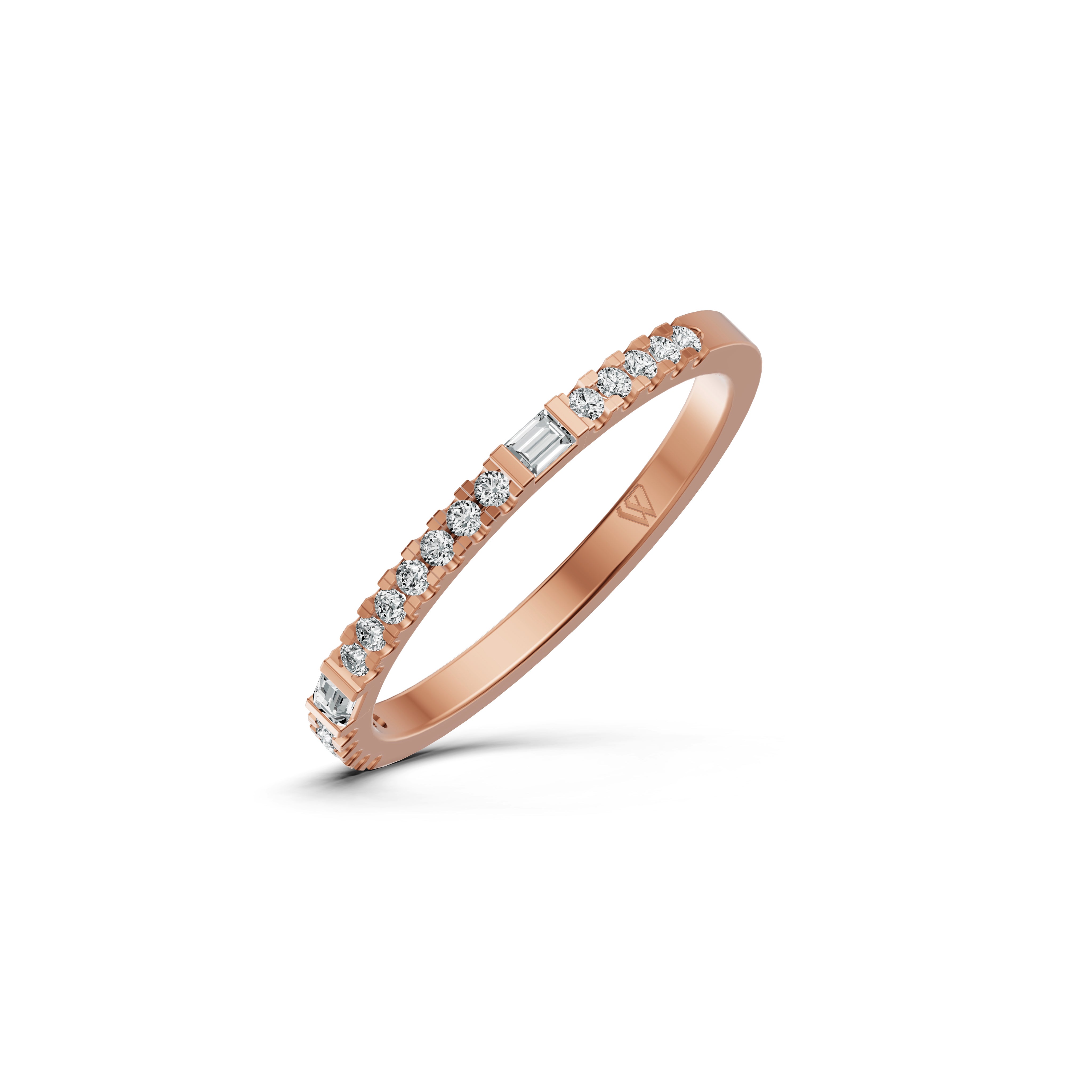 Sleek Baguette & Round Diamond Ring