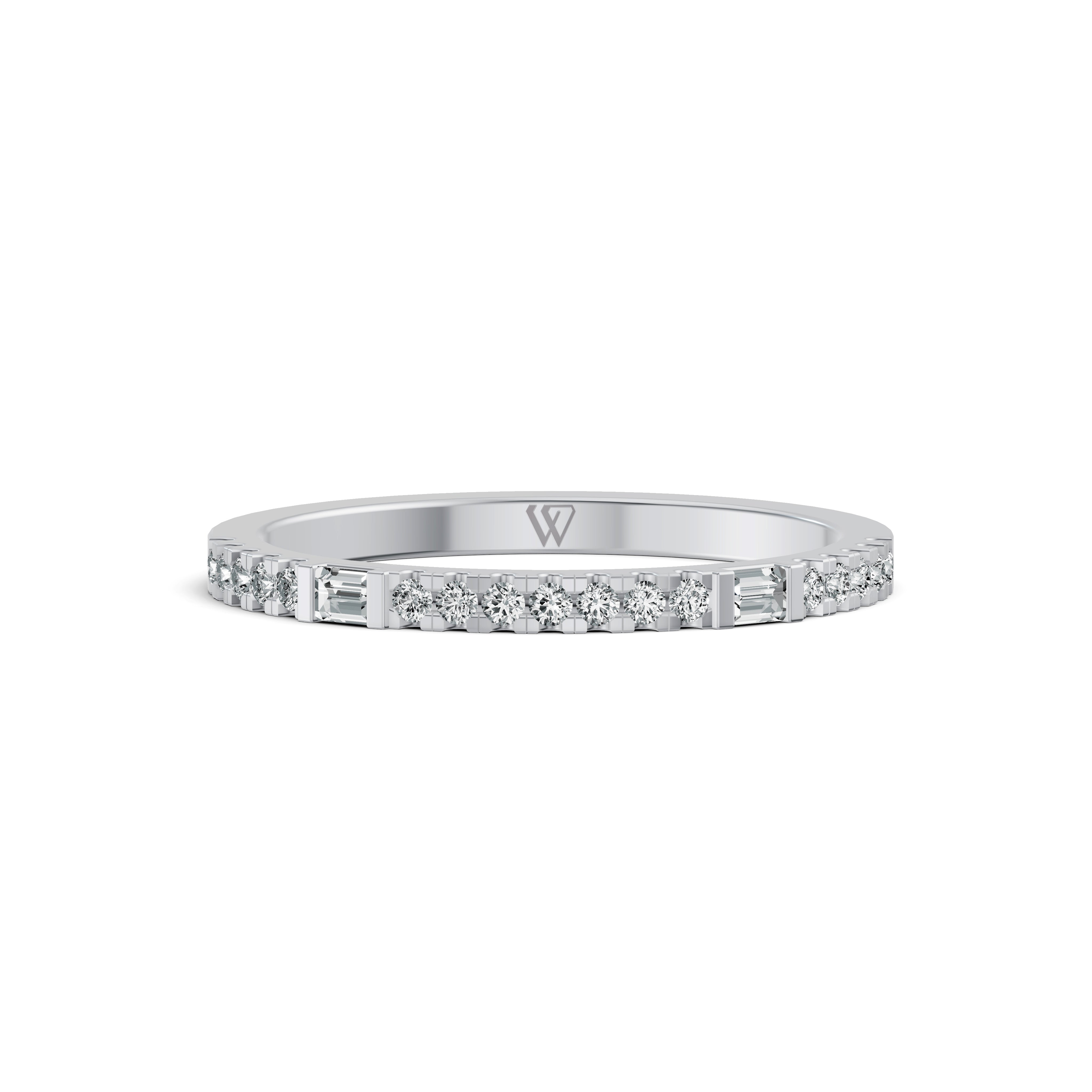 Sleek Baguette & Round Diamond Ring