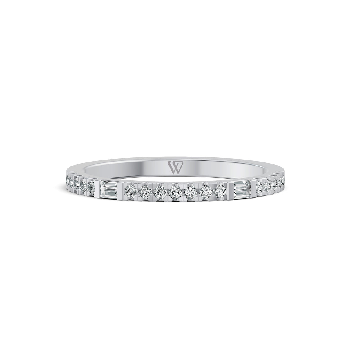 Sleek Baguette & Round Diamond Ring