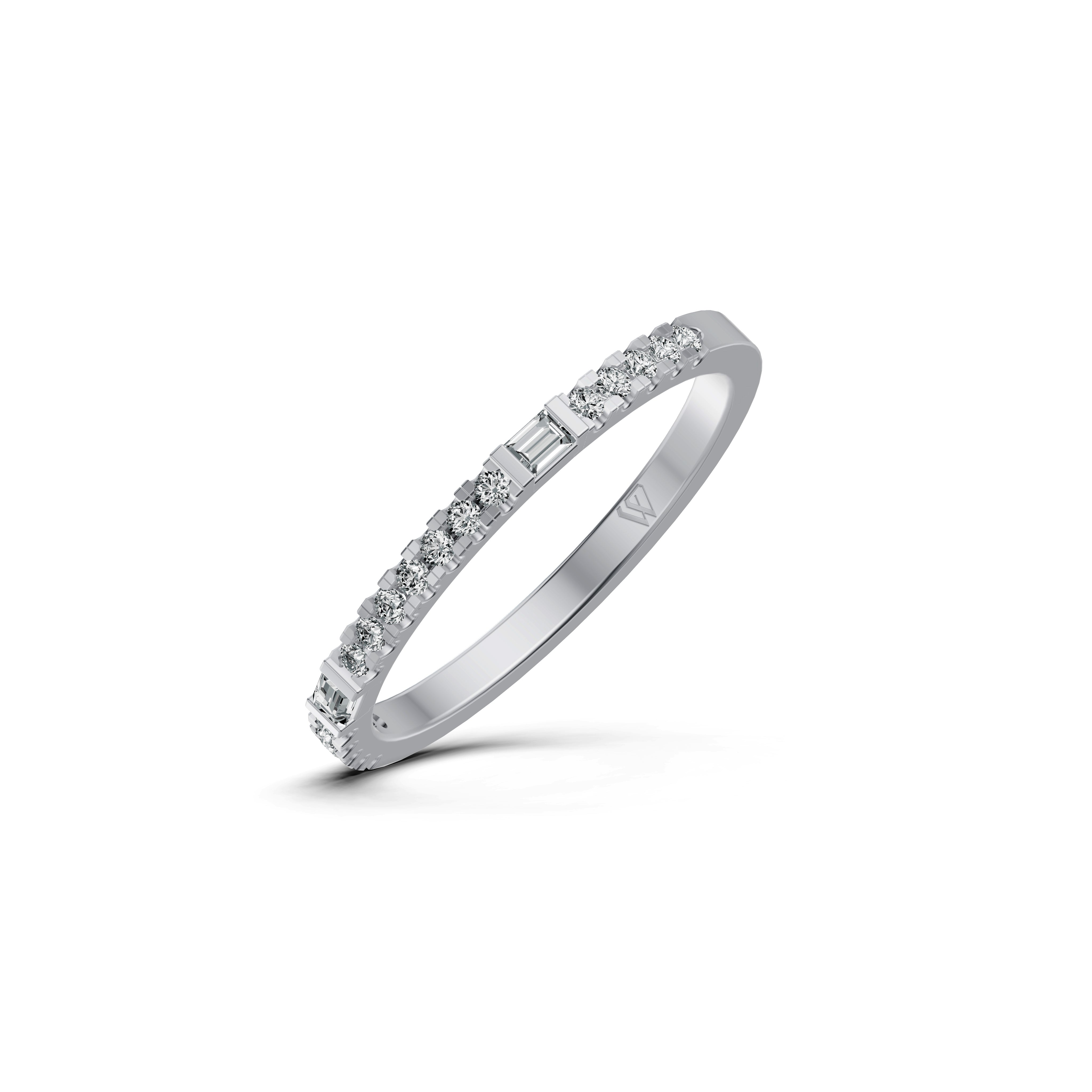 Sleek Baguette & Round Diamond Ring