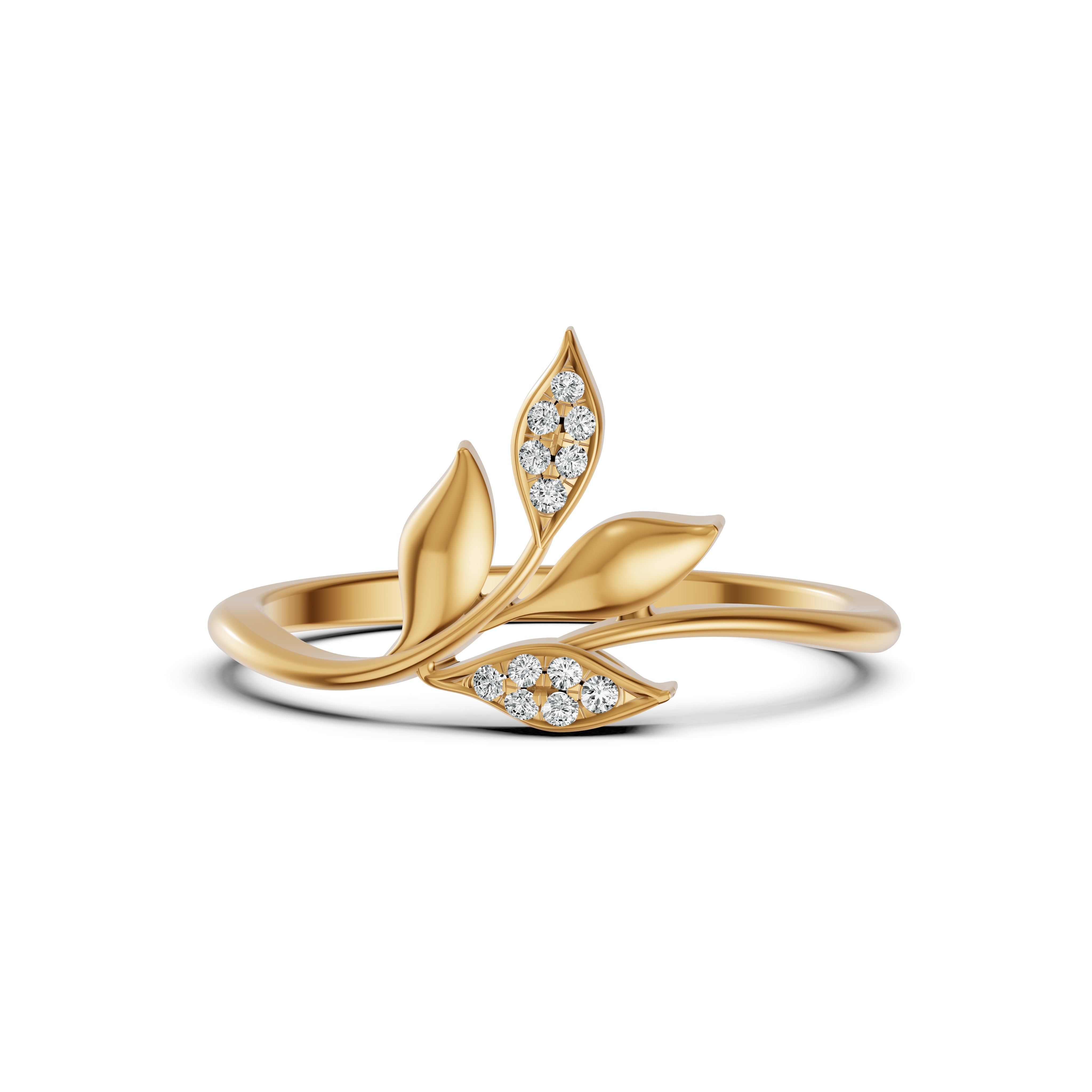Leaf Whisper Diamond Ring