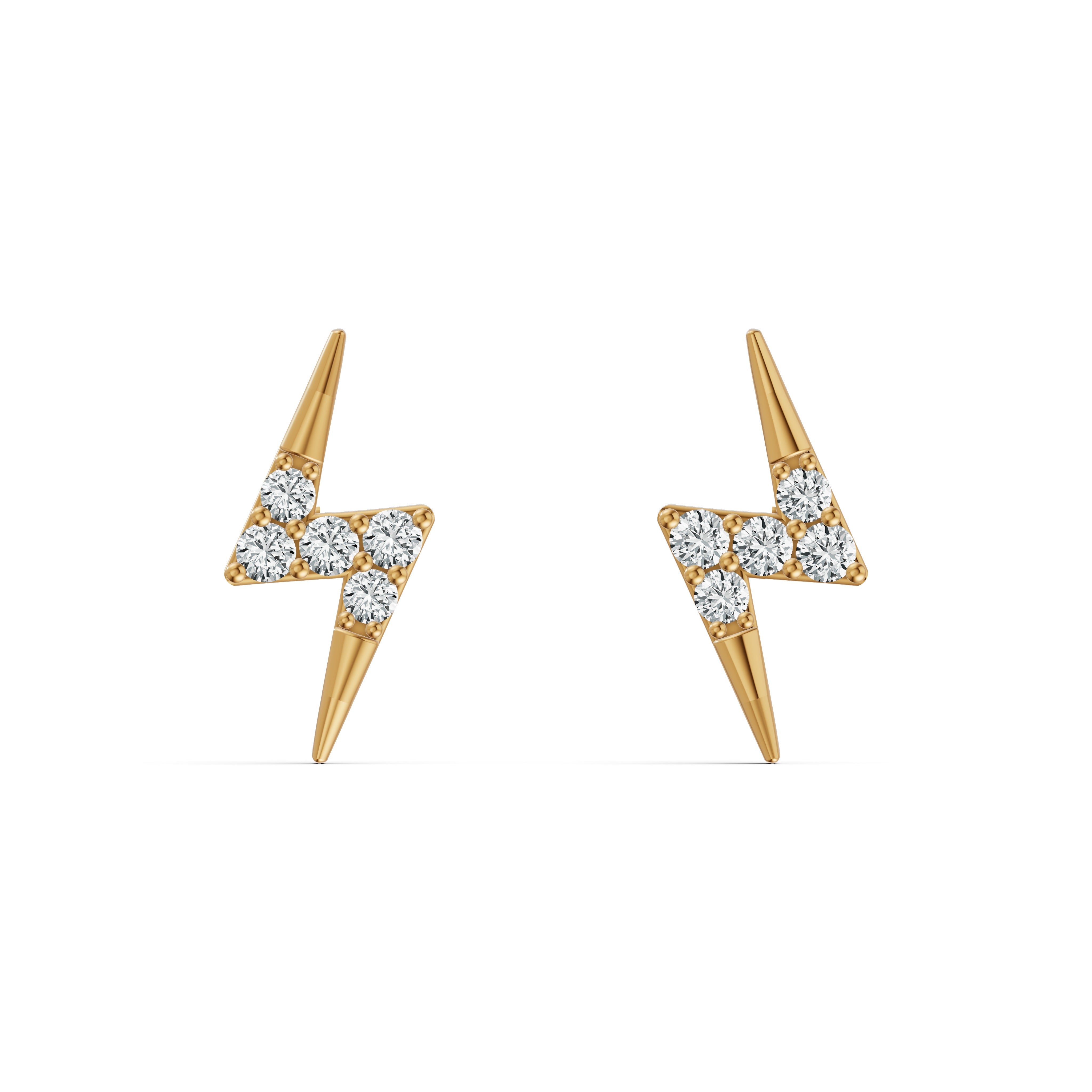 Electric Bolt Stud Diamond Earrings