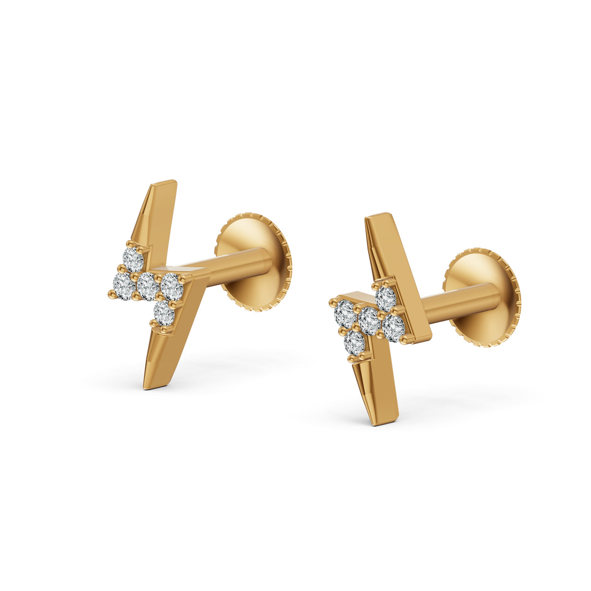 Electric Bolt Stud Diamond Earrings