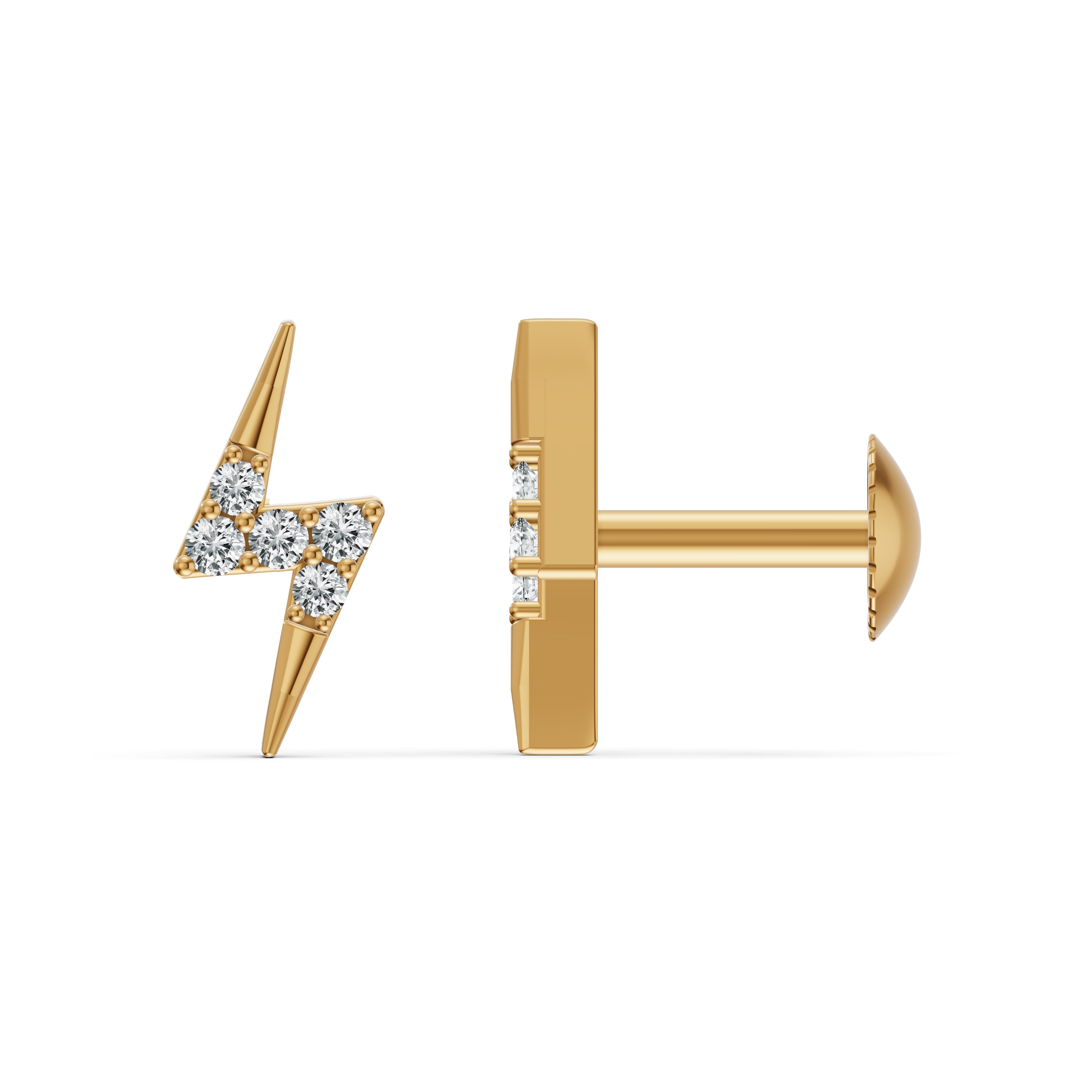 Electric Bolt Stud Diamond Earrings