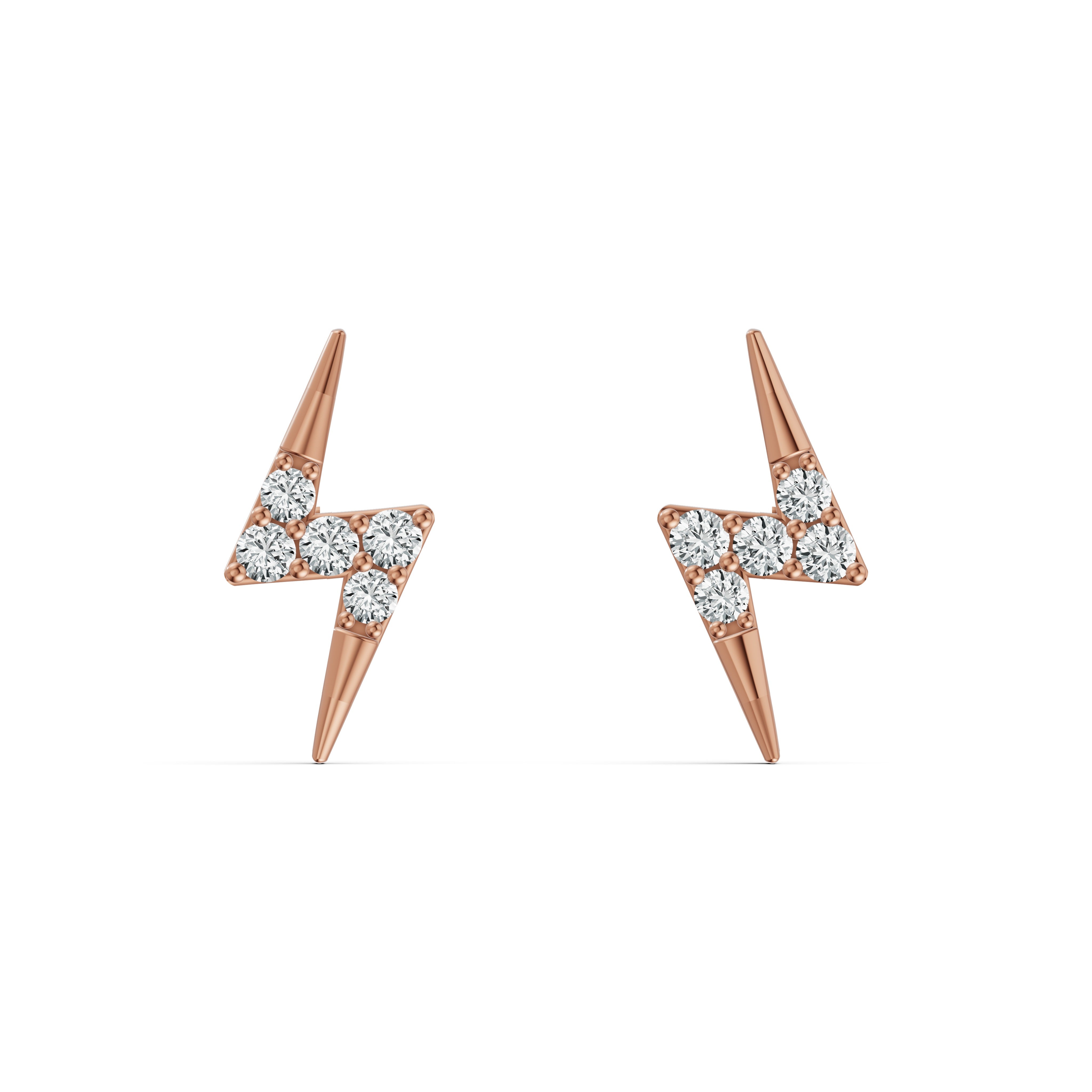 Electric Bolt Stud Diamond Earrings