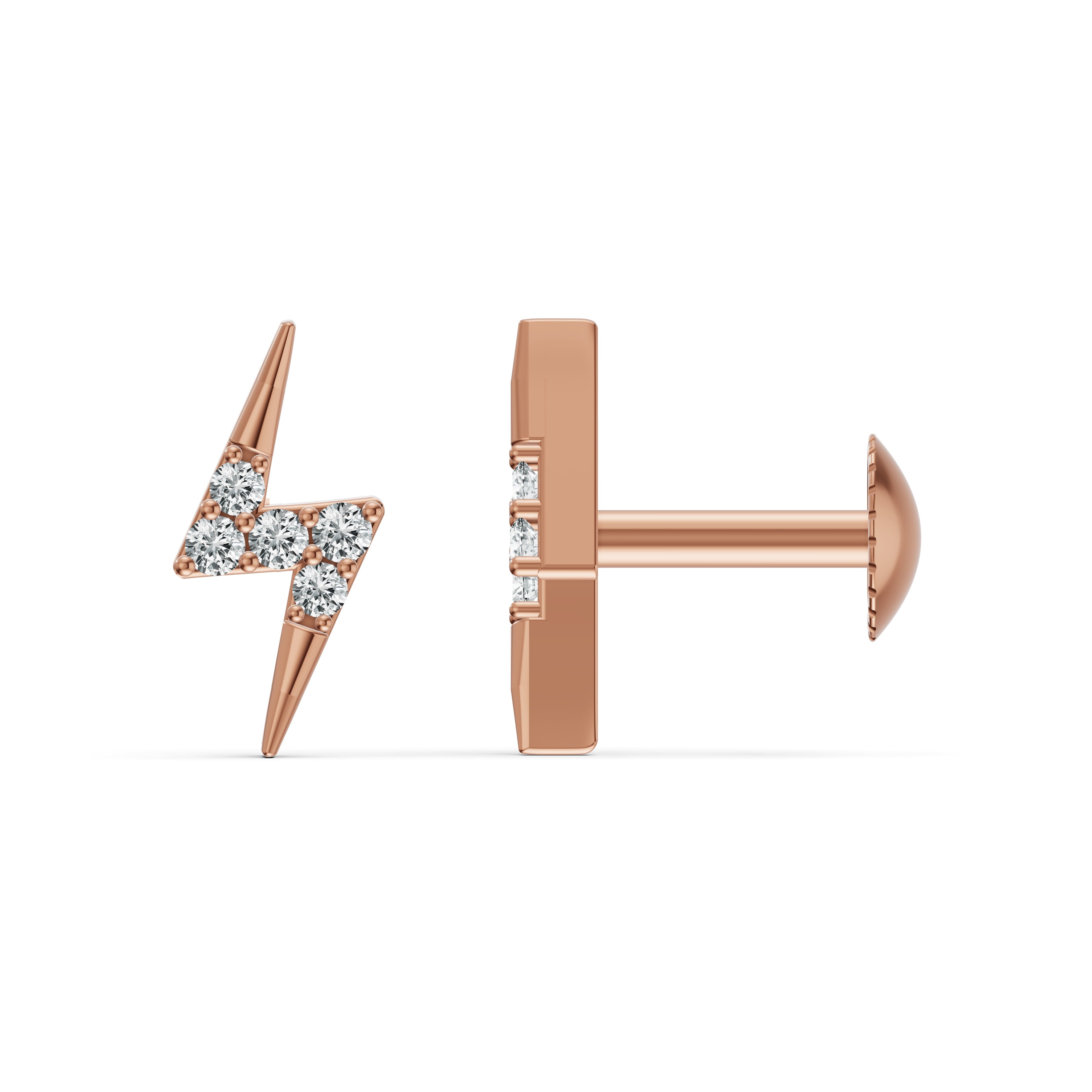 Electric Bolt Stud Diamond Earrings