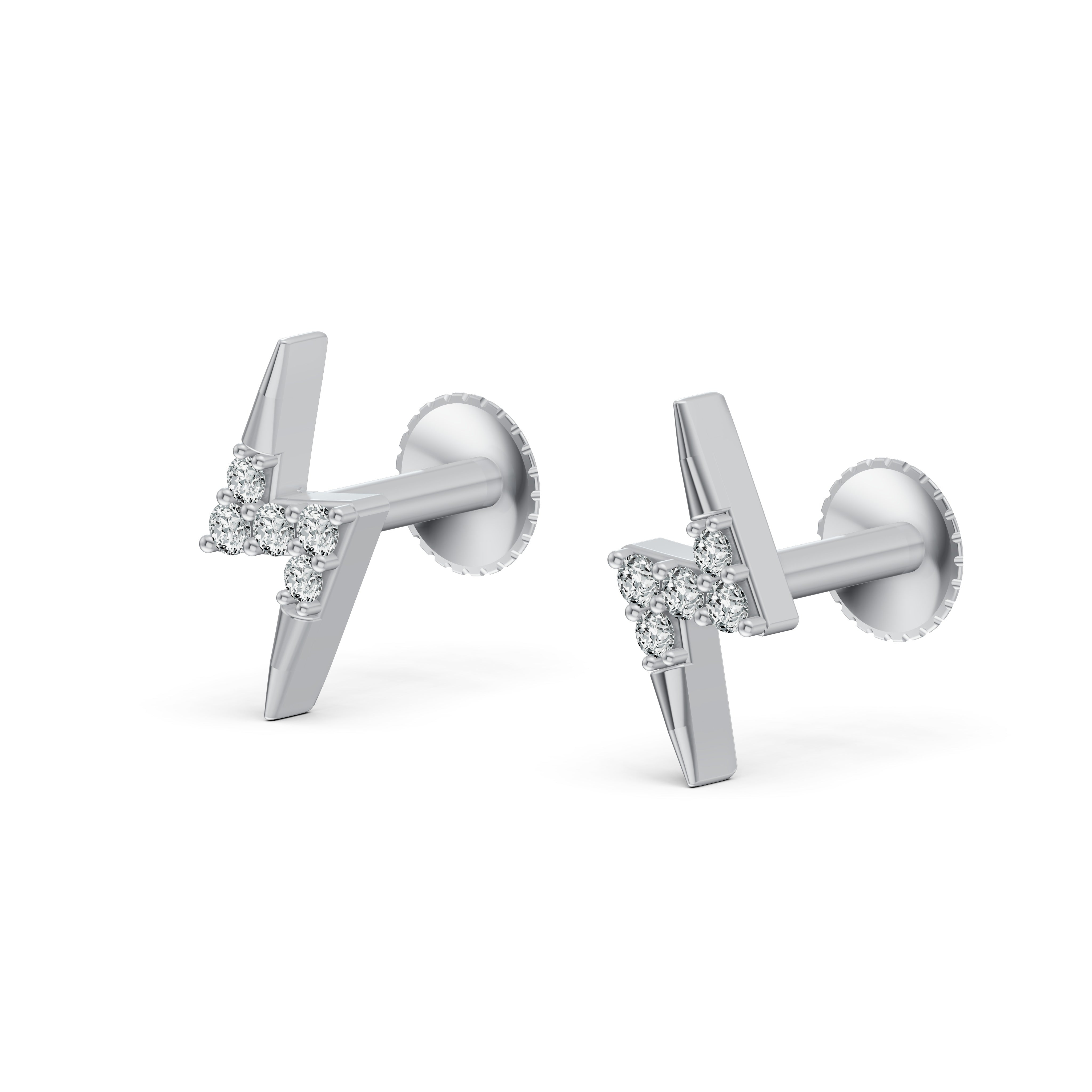 Electric Bolt Stud Diamond Earrings