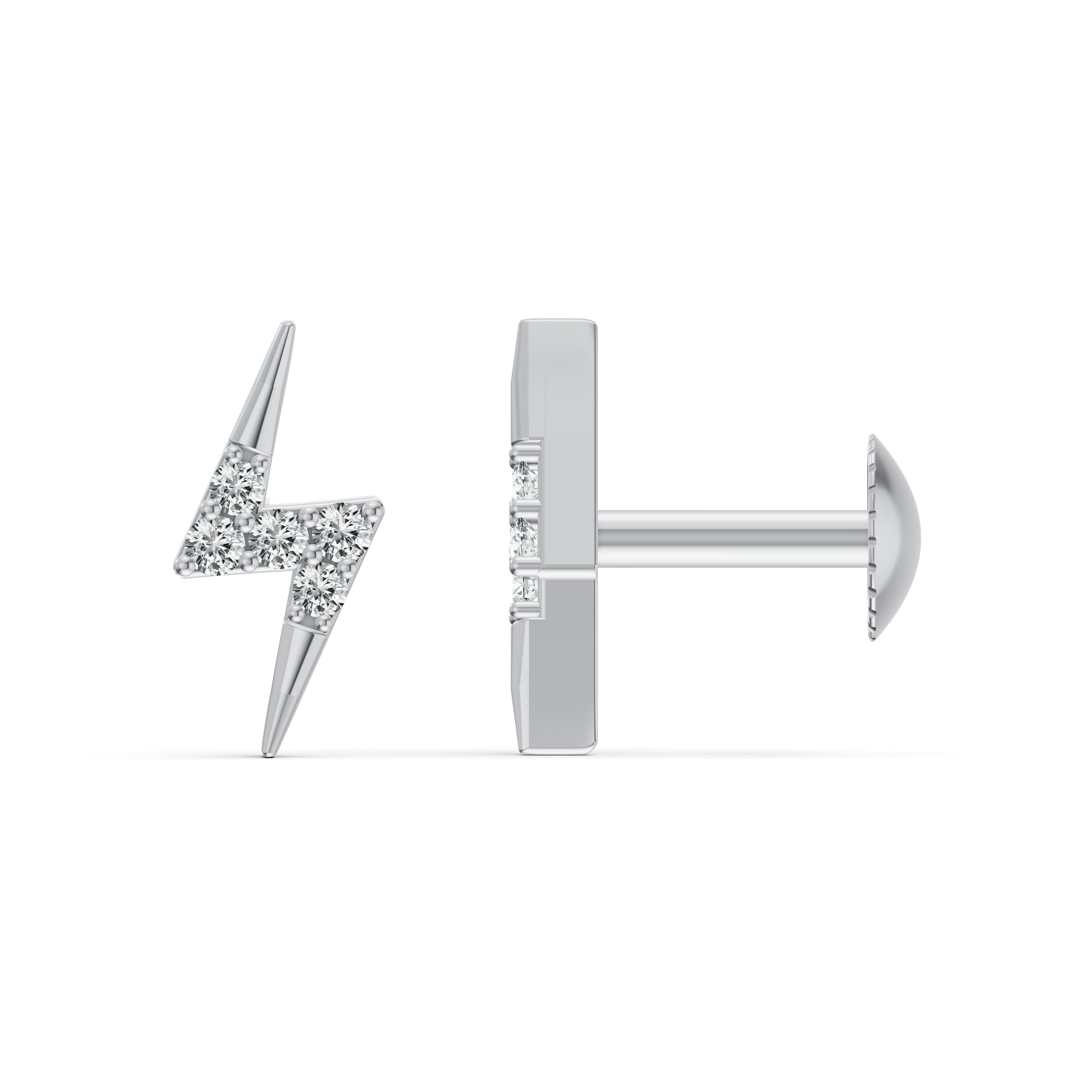 Electric Bolt Stud Diamond Earrings
