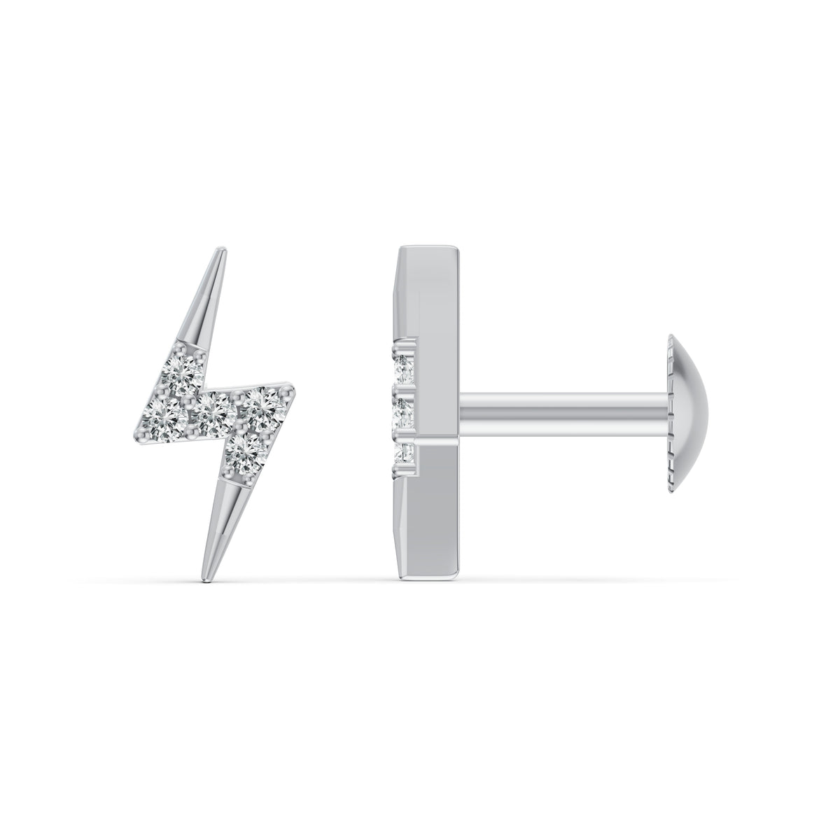 Electric Bolt Stud Diamond Earrings