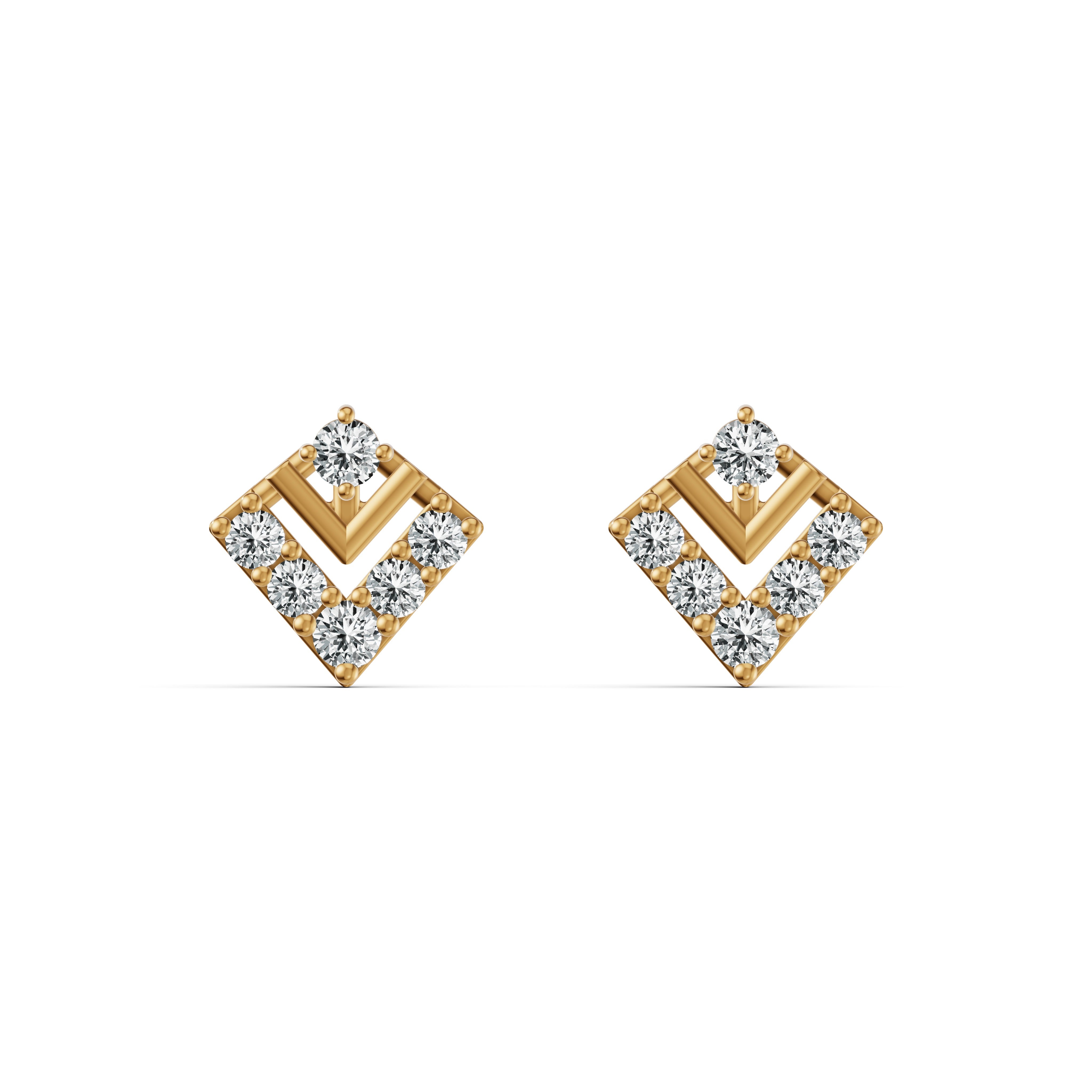 Sleek Chevron Diamond Stud Earrings