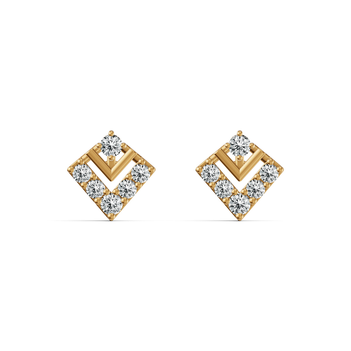 Sleek Chevron Diamond Stud Earrings