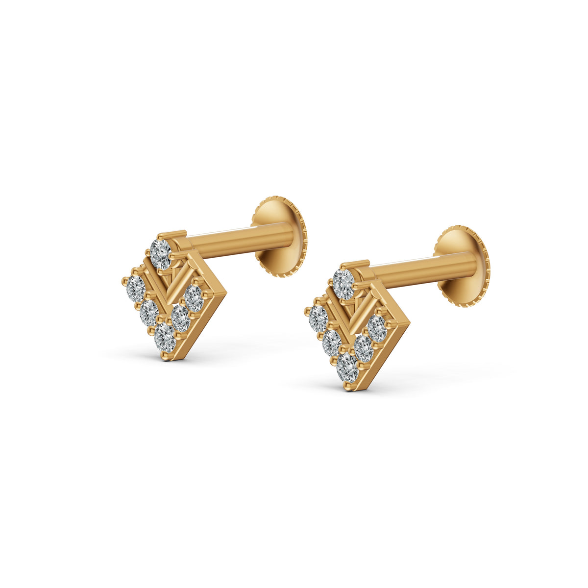 Sleek Chevron Diamond Stud Earrings