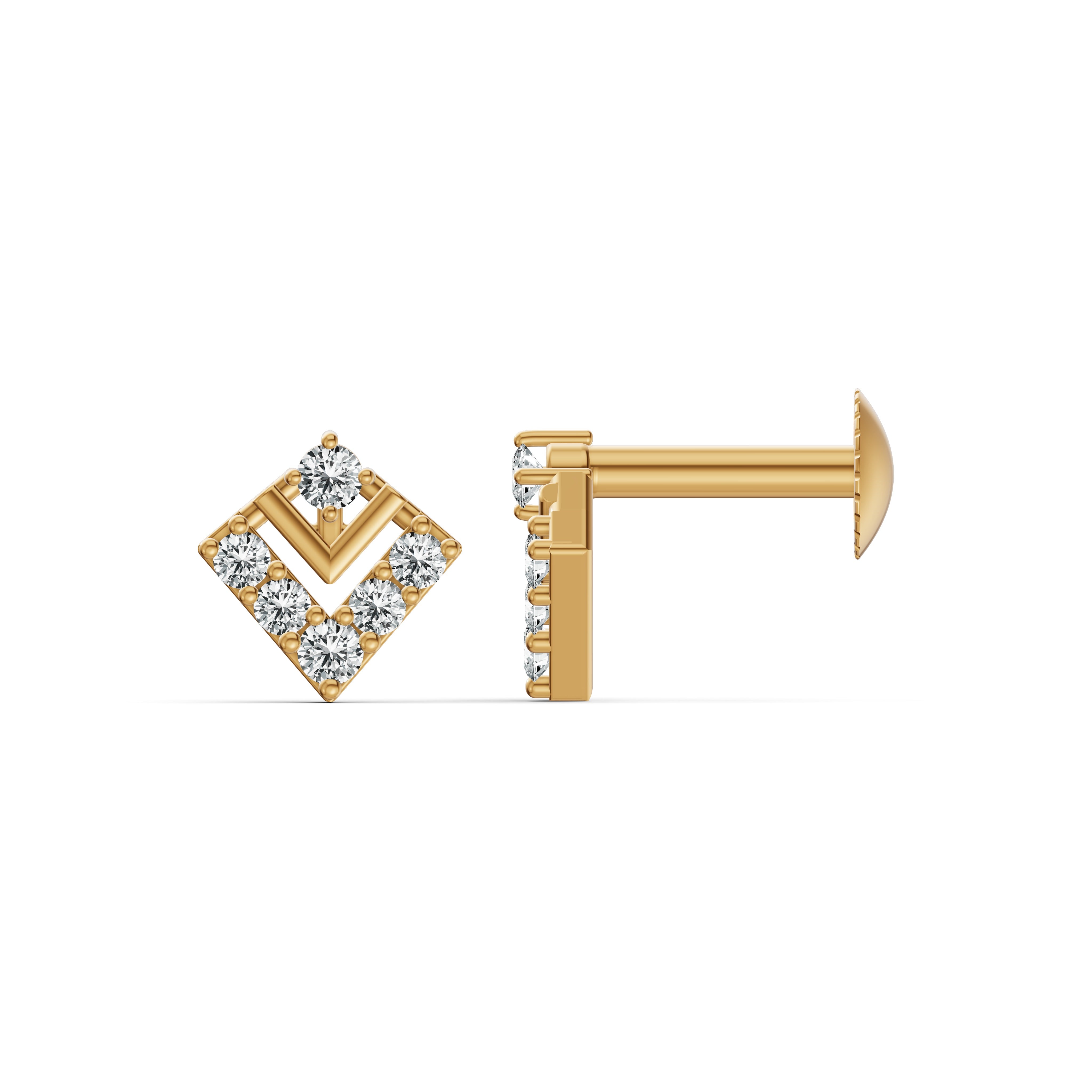 Sleek Chevron Diamond Stud Earrings