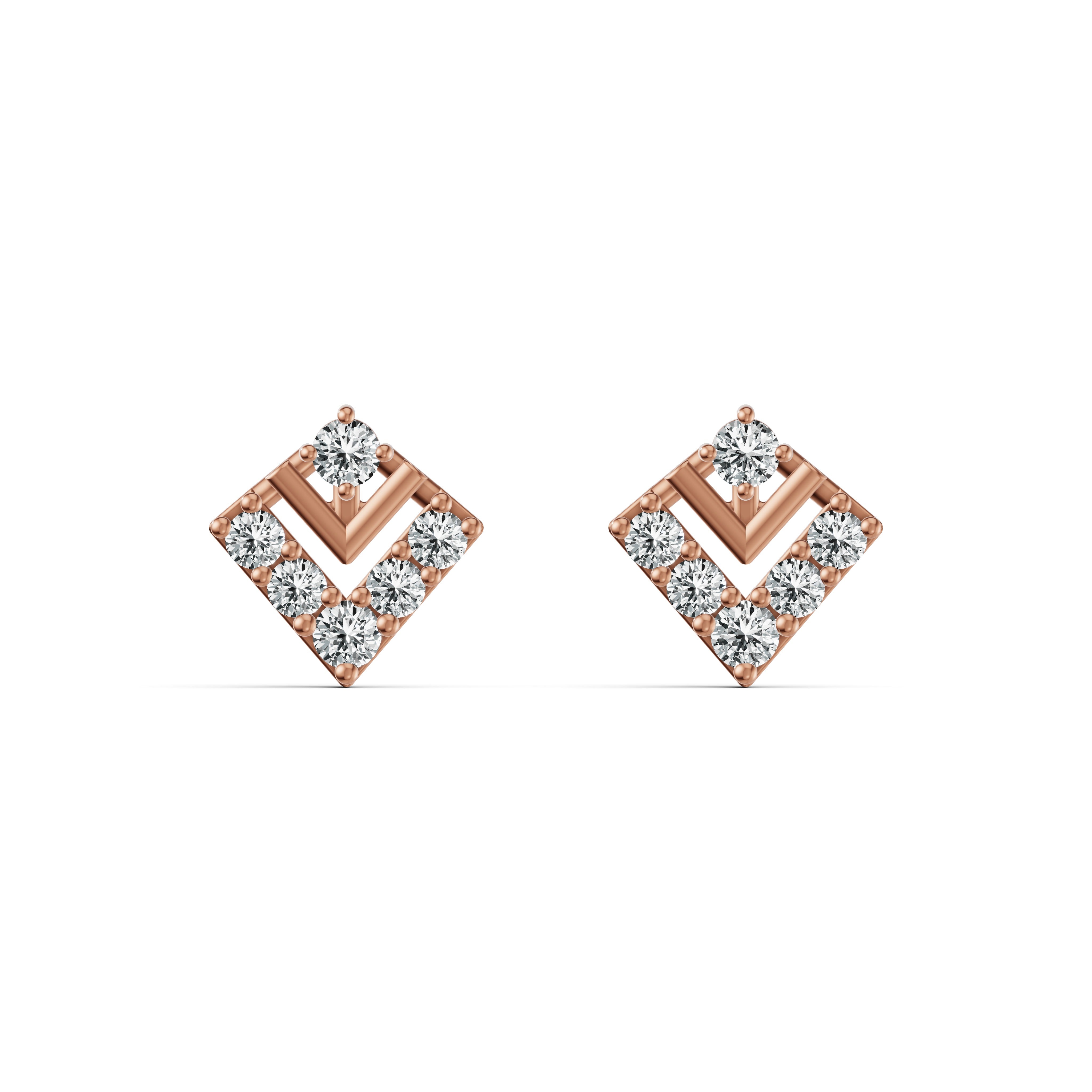 Sleek Chevron Diamond Stud Earrings