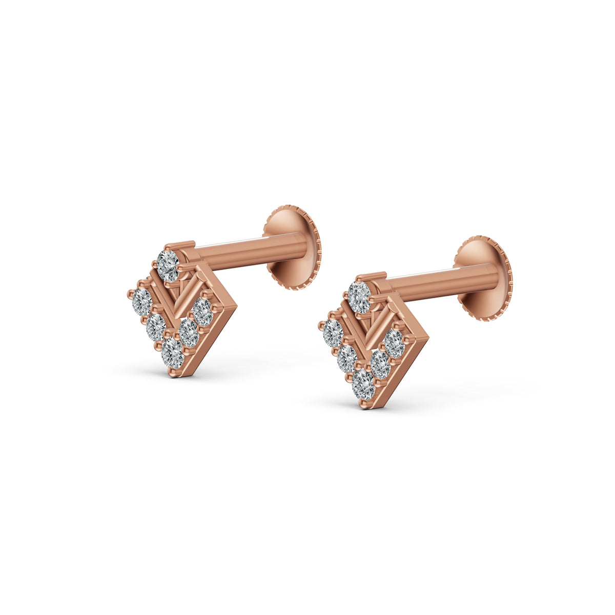 Sleek Chevron Diamond Stud Earrings