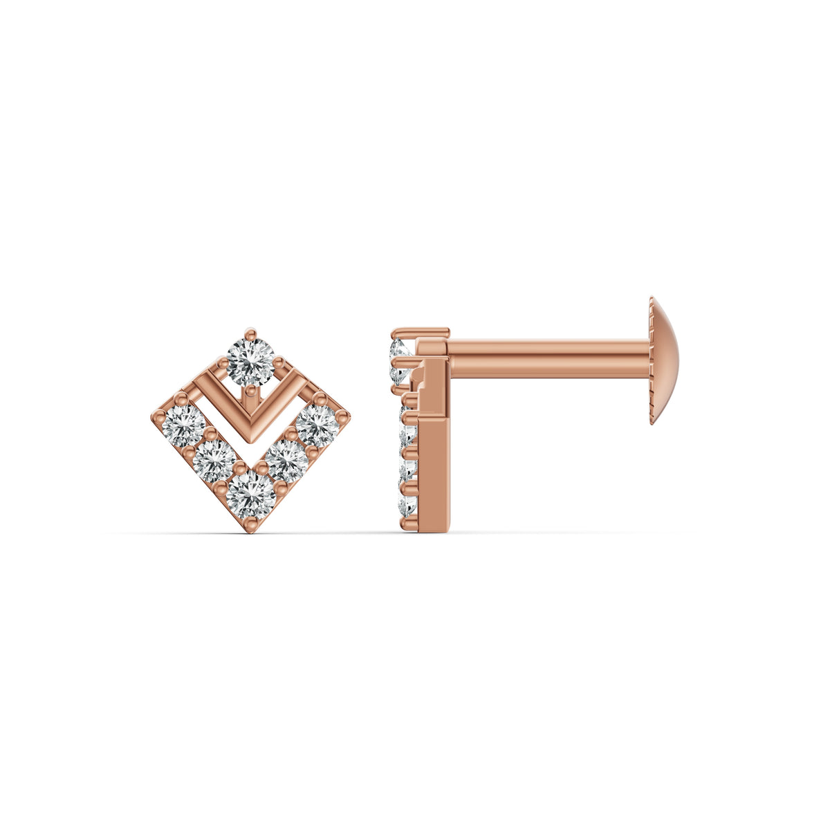 Sleek Chevron Diamond Stud Earrings